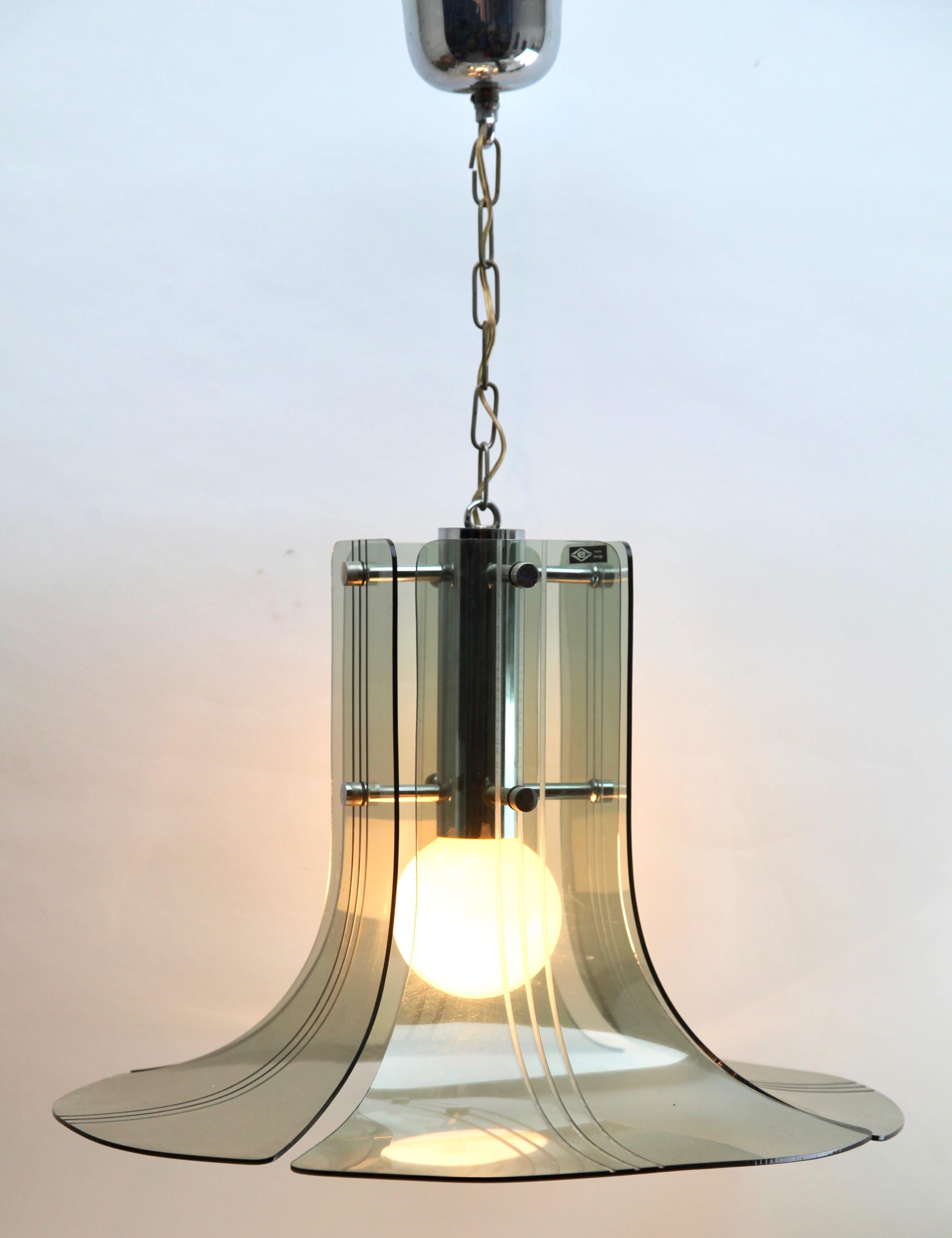 Mid-20th Century Italian Mid-Century Modern Plexs Glass Pendant/Suspension Fixture For Sale