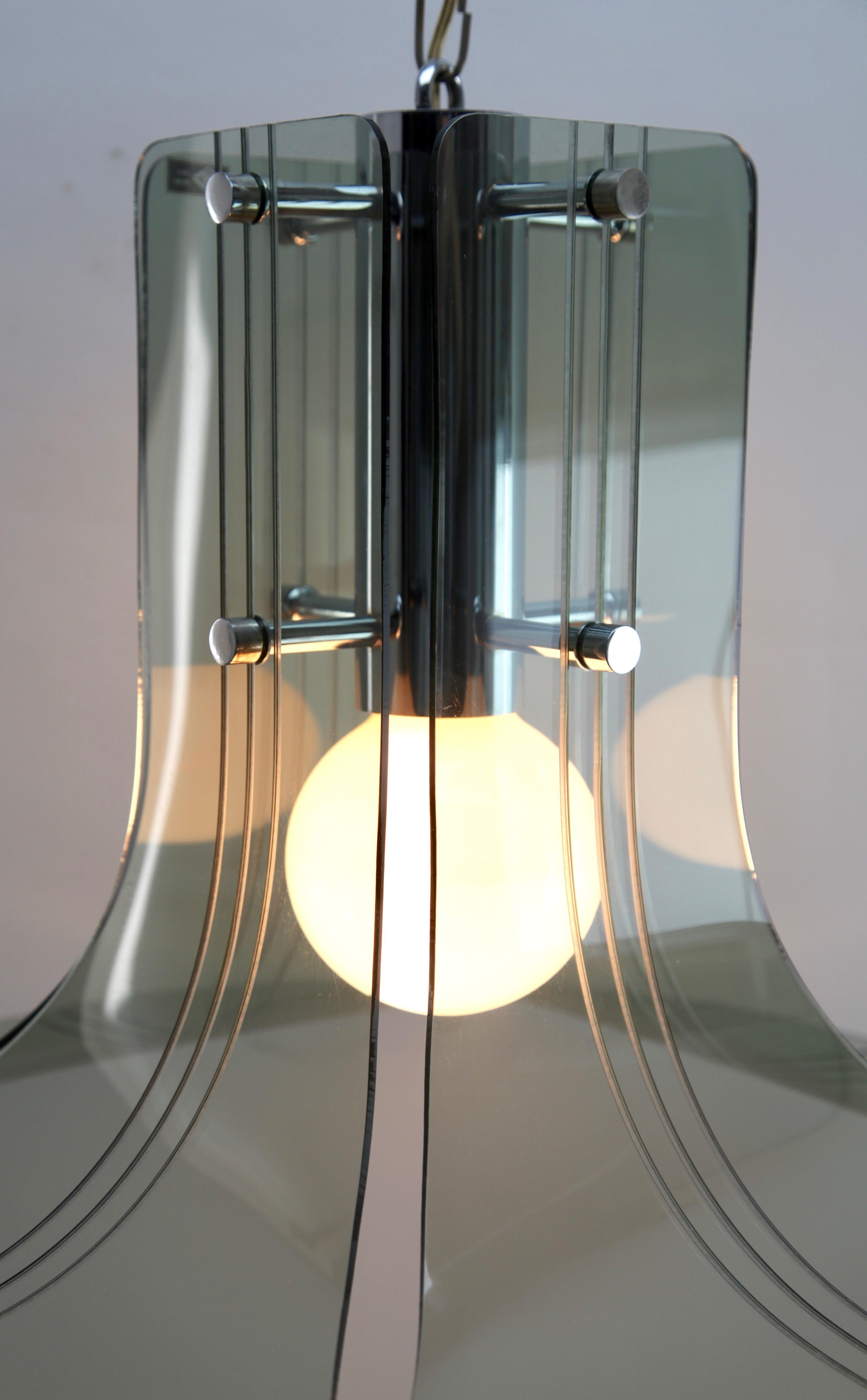Italian Mid-Century Modern Plexs Glass Pendant/Suspension Fixture For Sale 2