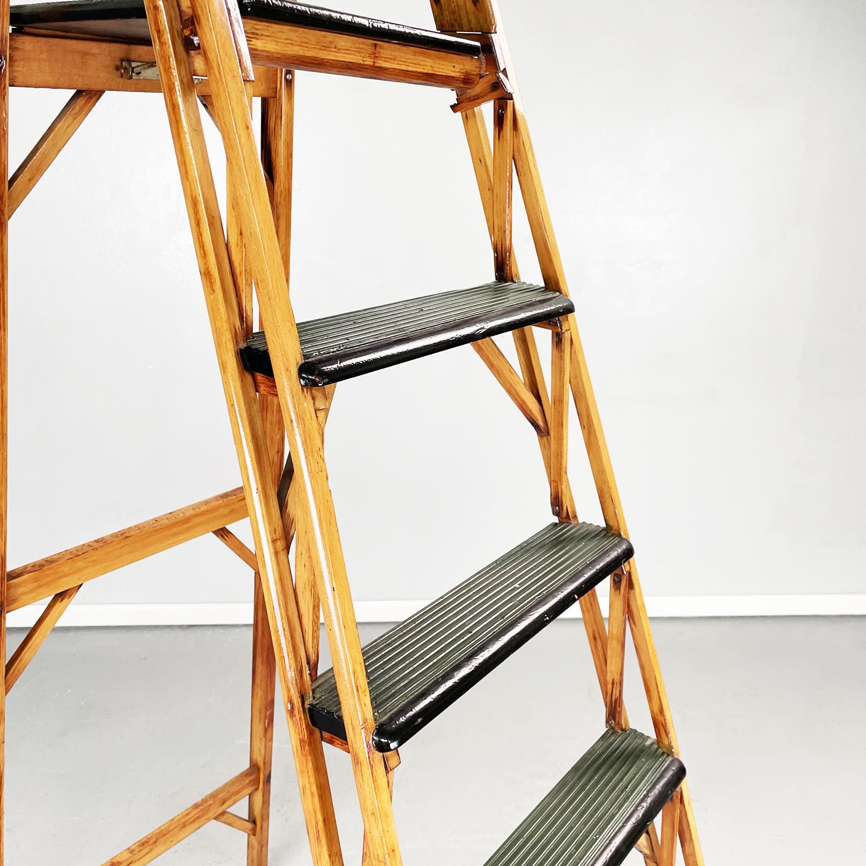 Italian Mid-Century Modern Polished Wooden Step Ladder Stair by Scorta, 1950s 7