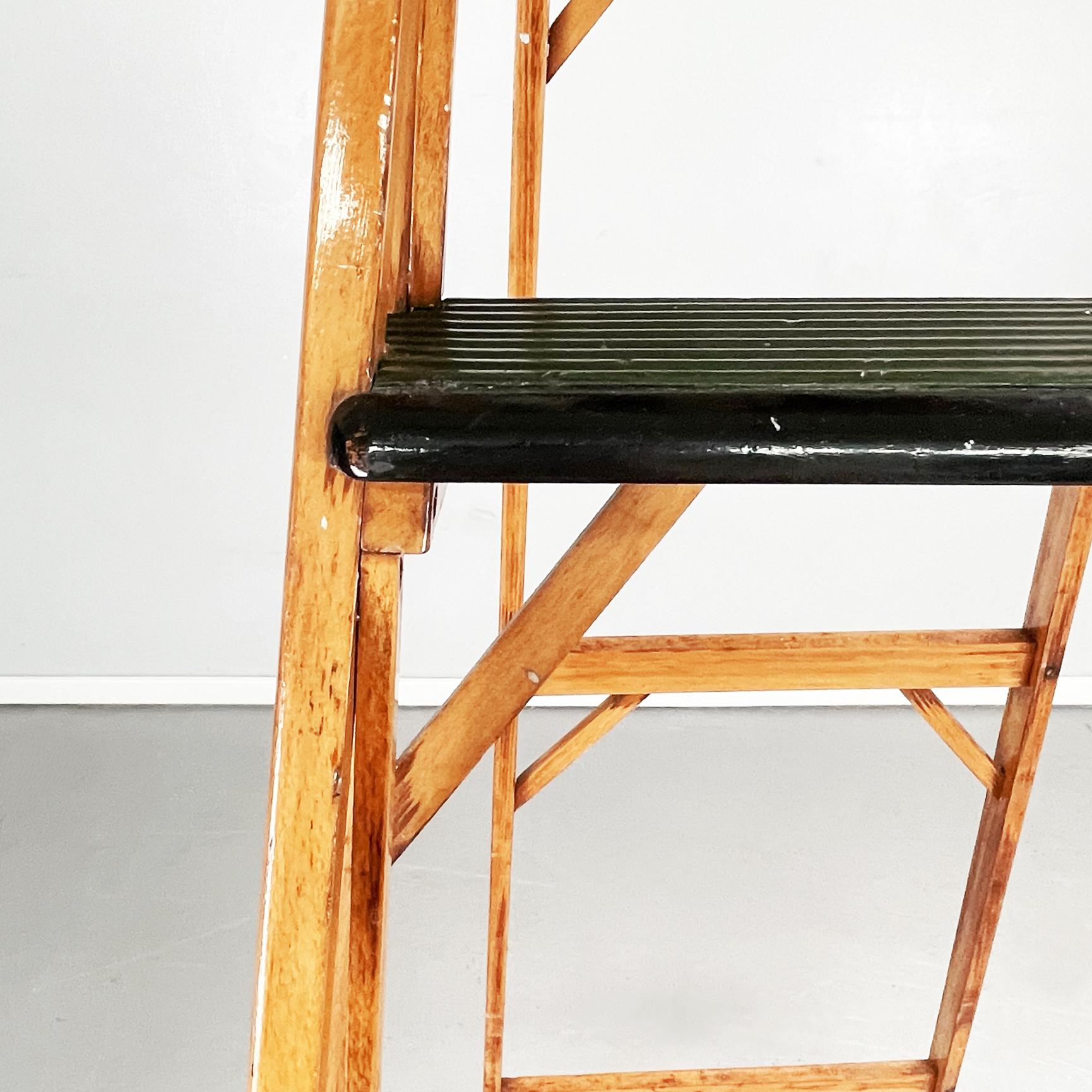 Italian Mid-Century Modern Polished Wooden Step Ladder Stair by Scorta, 1950s 8