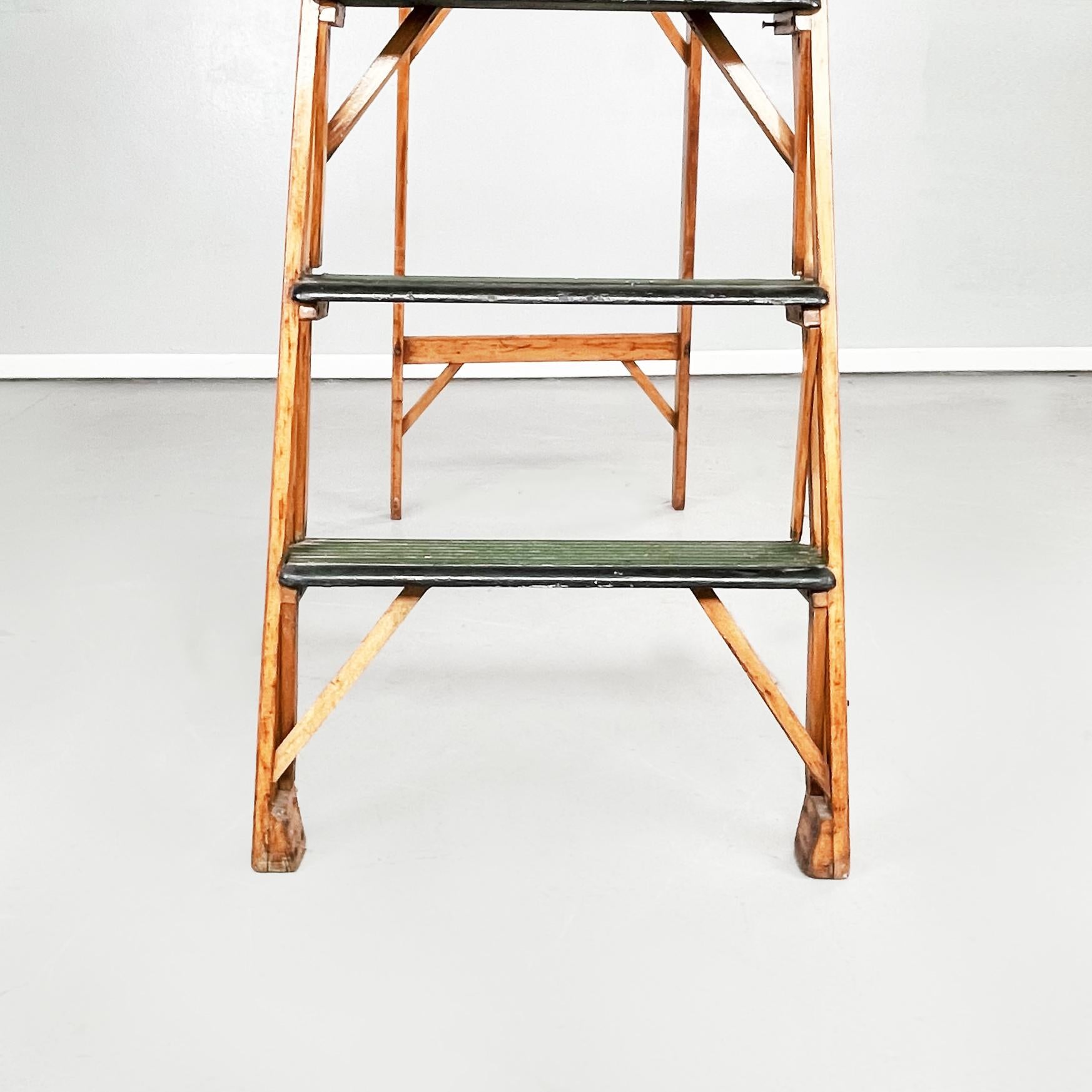 Italian Mid-Century Modern Polished Wooden Step Ladder Stair by Scorta, 1950s 11