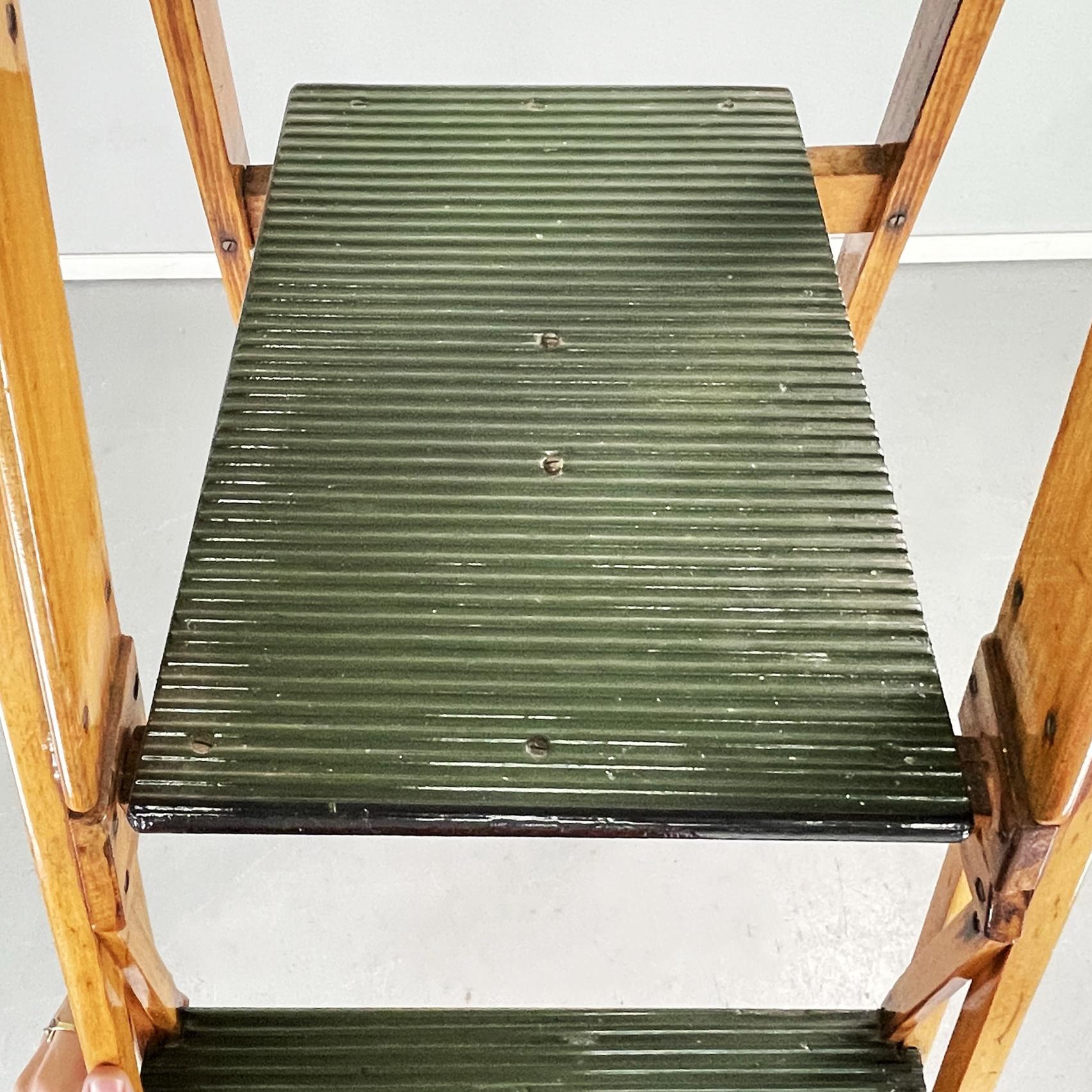 Italian Mid-Century Modern Polished Wooden Step Ladder Stair by Scorta, 1950s 1