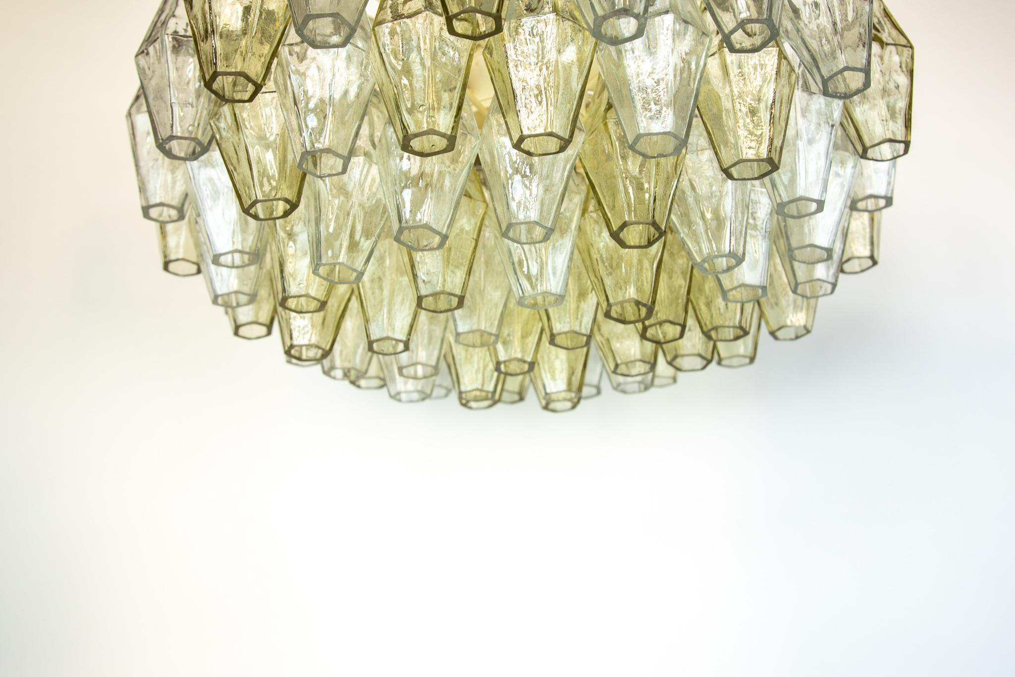 Italian Mid-Century Modern Polyhedral Murano Glass Chandelier Carlo Scarpa 1950s In Good Condition In Vienna, AT