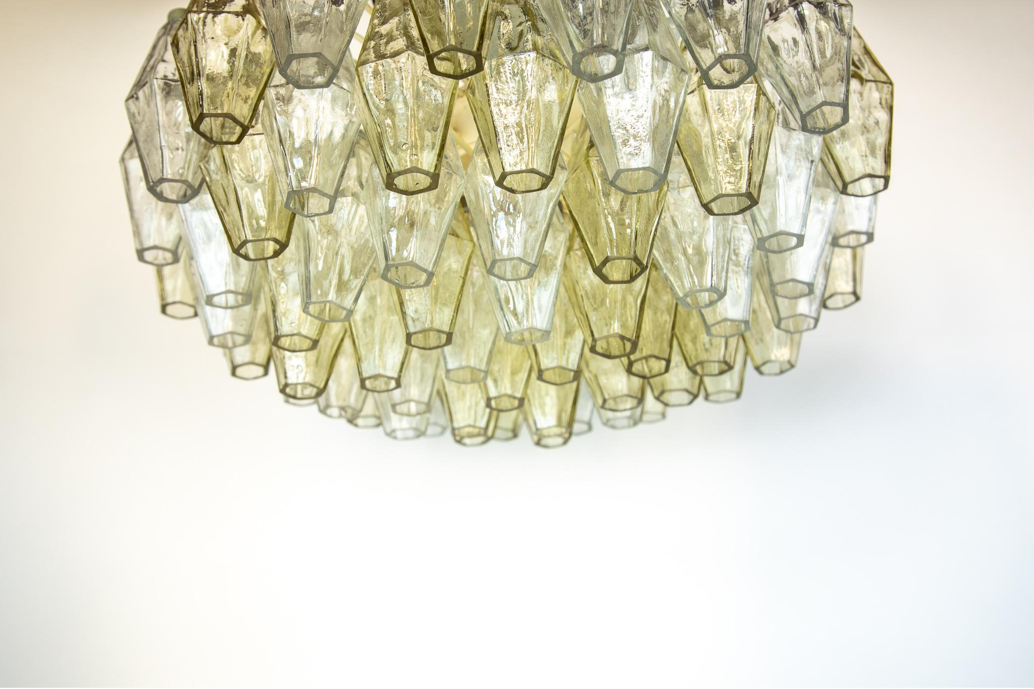 Mid-20th Century Italian Mid-Century Modern Polyhedral Murano Glass Chandelier Carlo Scarpa 1950s
