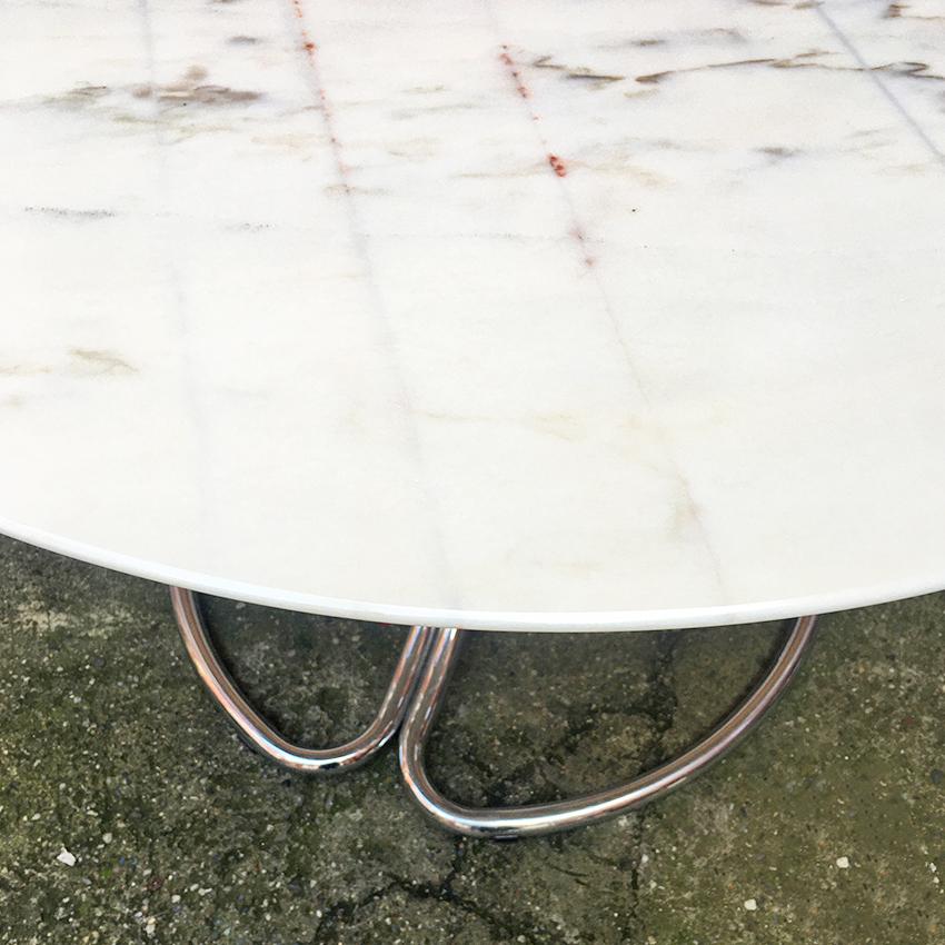 Italian Mid-Century Modern Portuguese Marble Table with Chromed Structure, 1970s For Sale 1