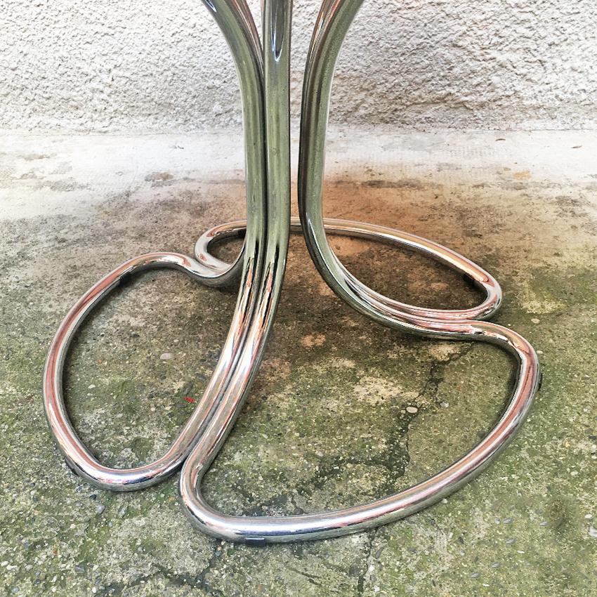 Italian Mid-Century Modern Portuguese Marble Table with Chromed Structure, 1970s For Sale 3
