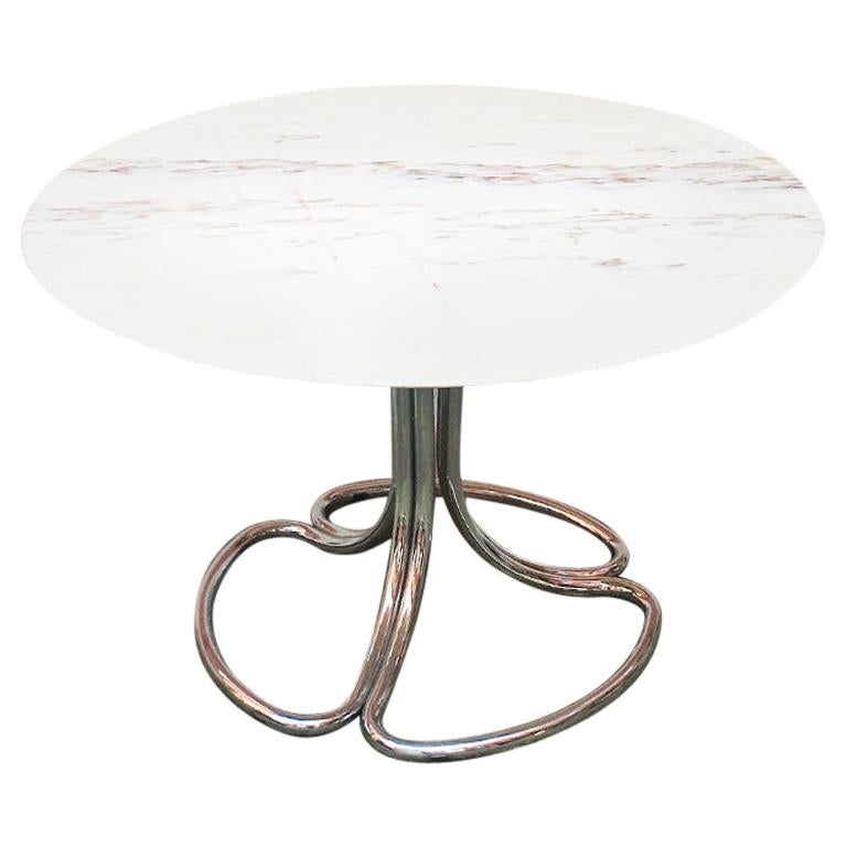 Italian Mid-Century Modern Portuguese Marble Table with Chromed Structure, 1970s