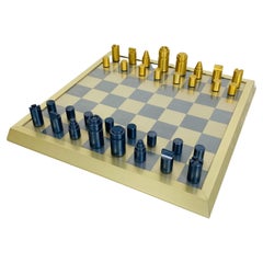 Italian Mid-Century Modern Professional Chess Board with Pawns, 1980s