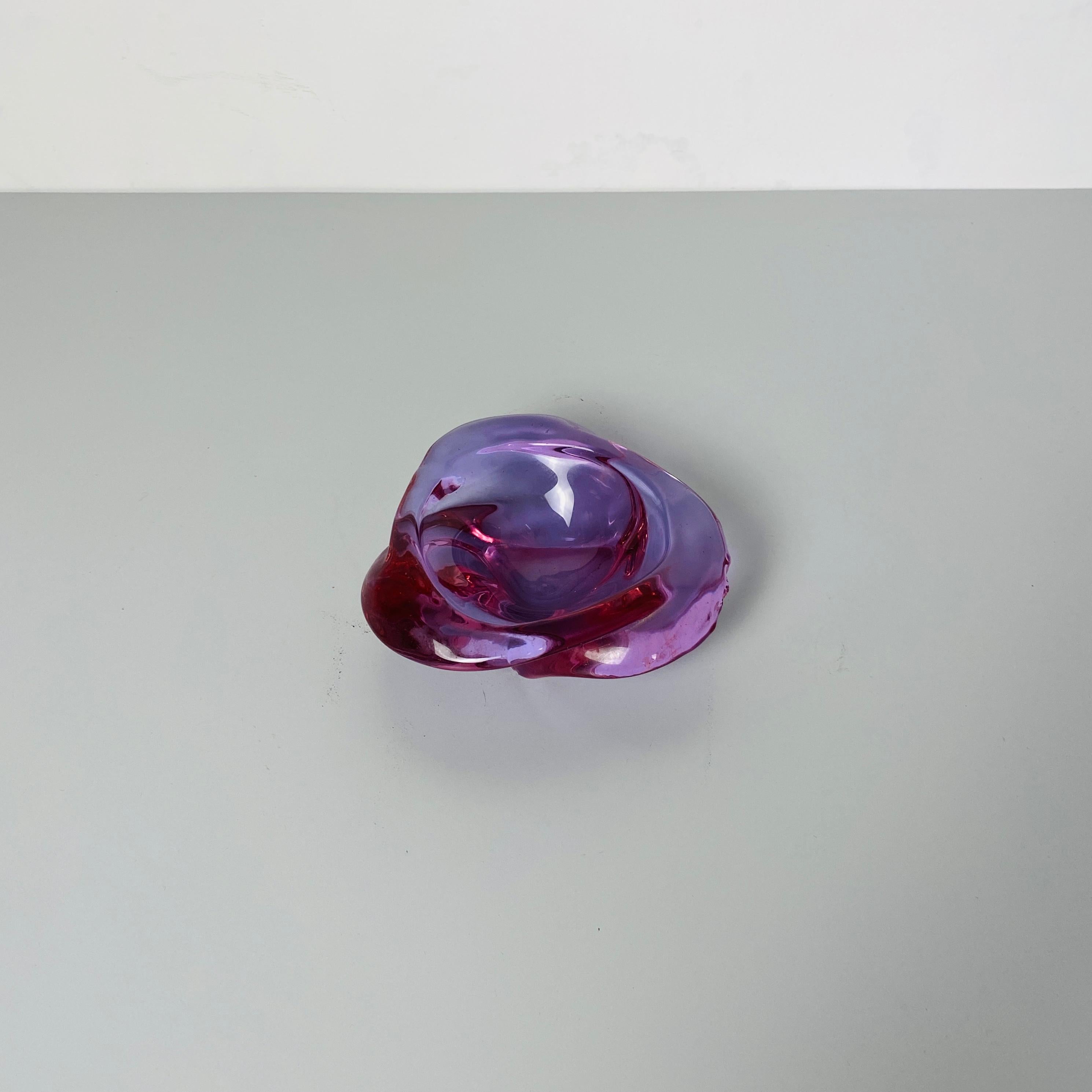 Murano Glass Italian Mid-Century Modern Purple Glass Ashtray with Irregular Shape, 1970s