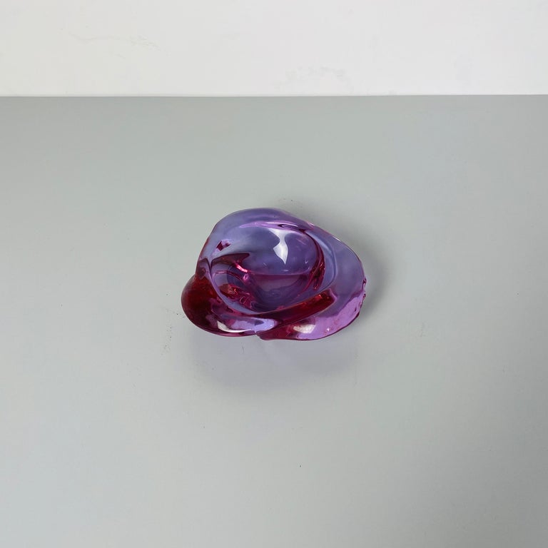 Murano Glass Italian Mid-Century Modern Purple Glass Ashtray with Irregular Shape, 1970s For Sale