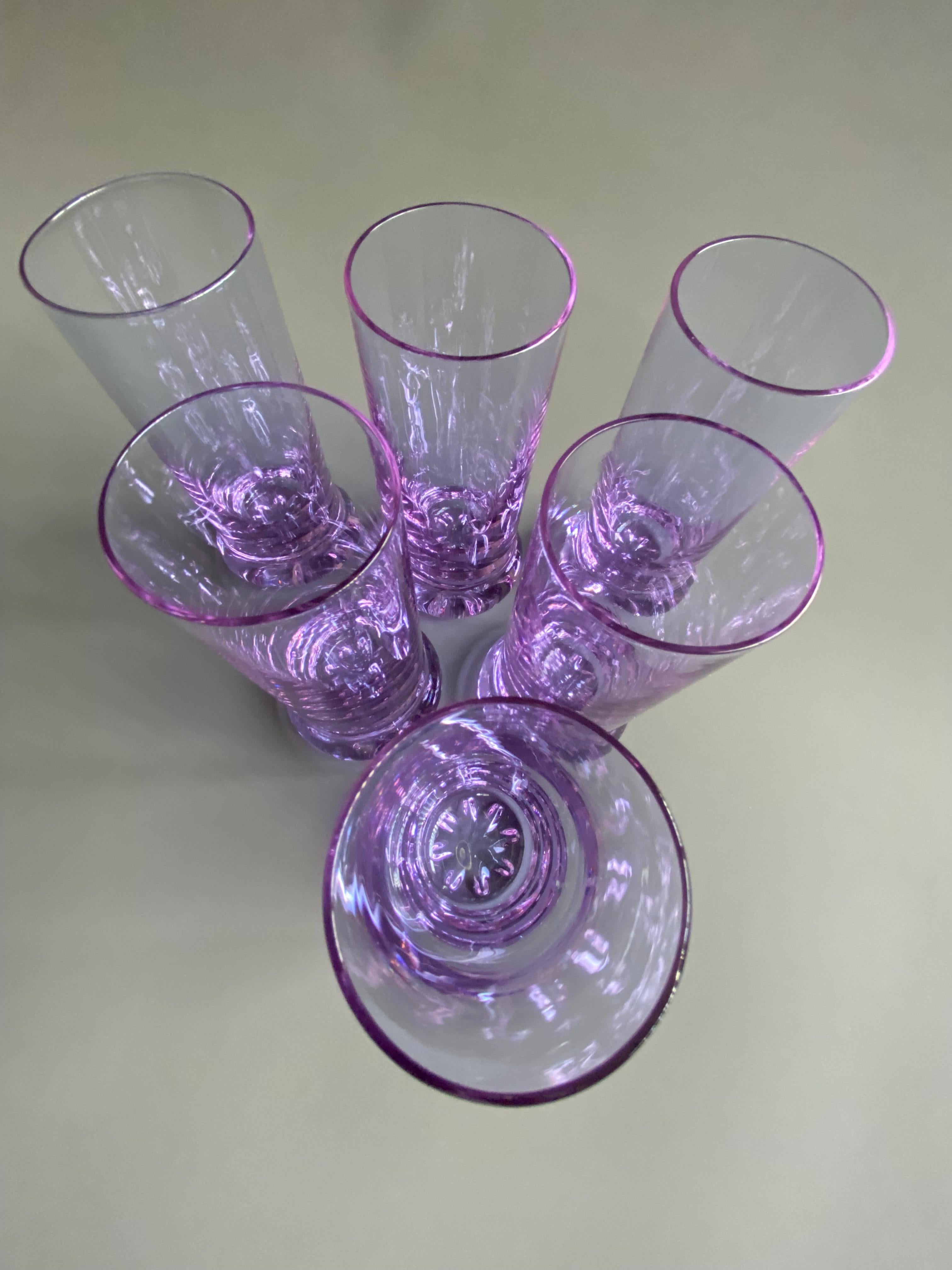 Italian Mid-Century Modern Purple Long Drink Glasses by Arnolfo di Cambio For Sale 6