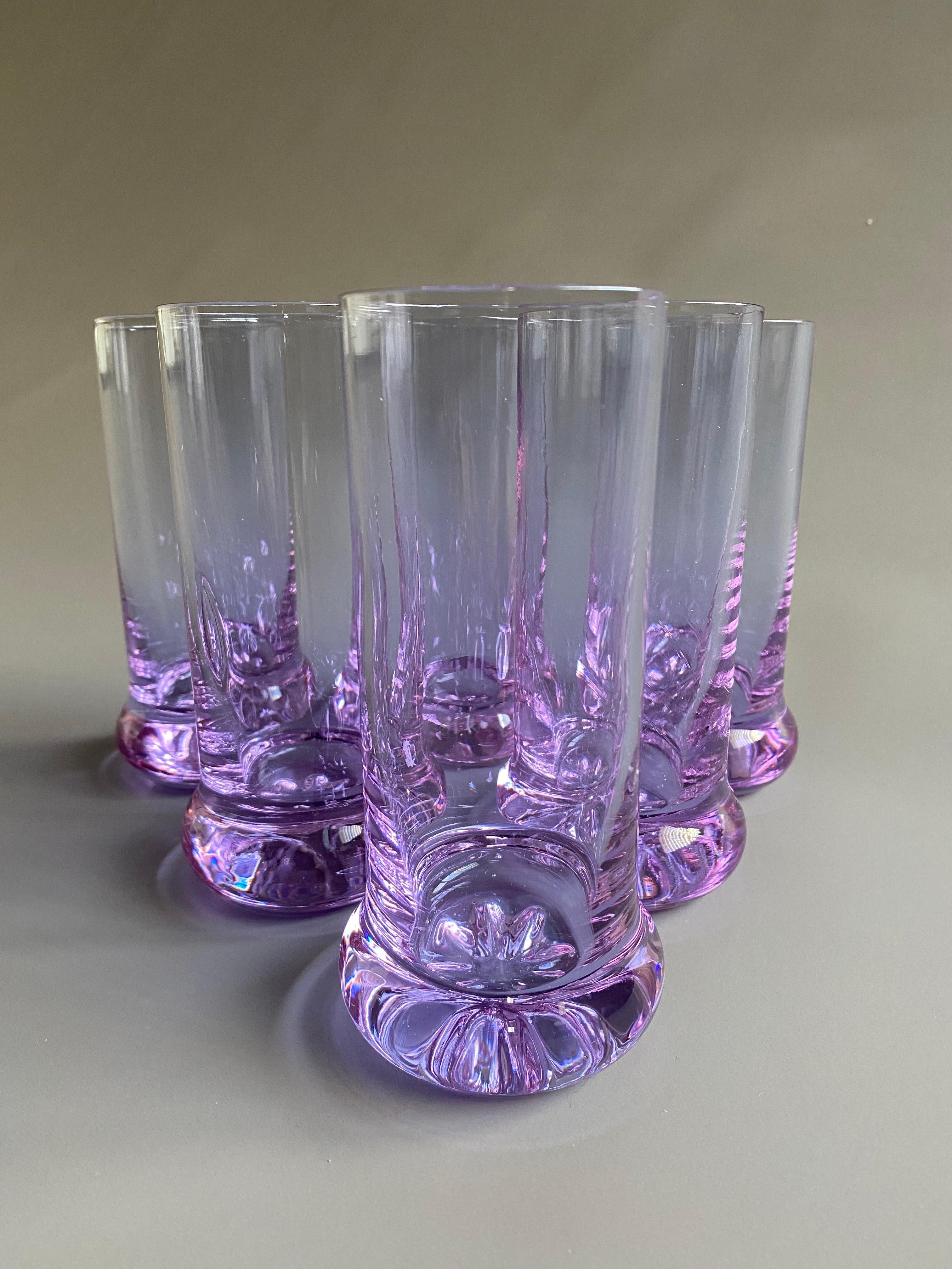 Italian Mid-Century Modern Purple Long Drink Glasses by Arnolfo di Cambio For Sale 2