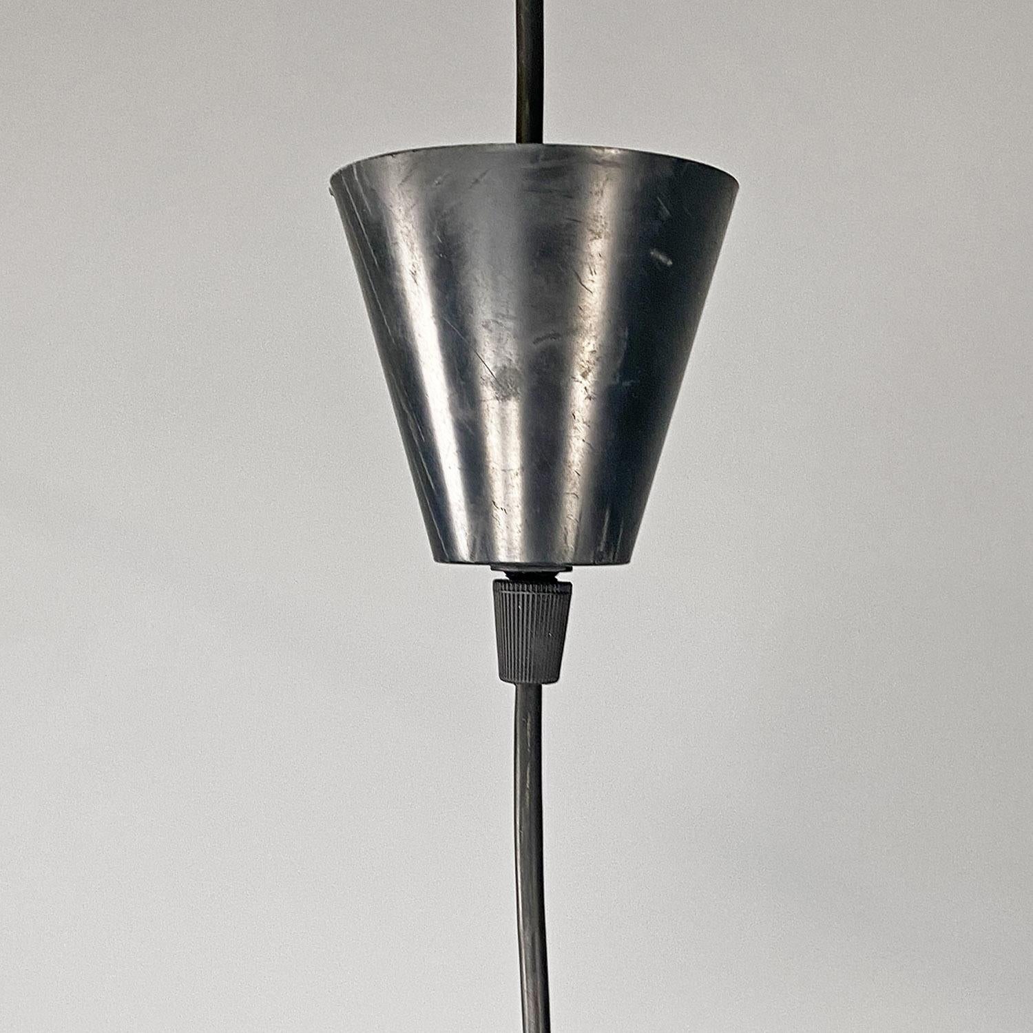 Italian mid-century modern pyramid metal and parchment chandelier, 1960s For Sale 13