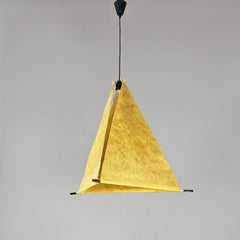 Italian mid-century modern pyramid metal and parchment chandelier, 1960s