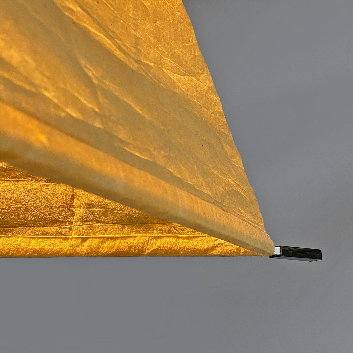 Italian mid-century modern pyramid metal and parchment chandelier, 1960s For Sale 3