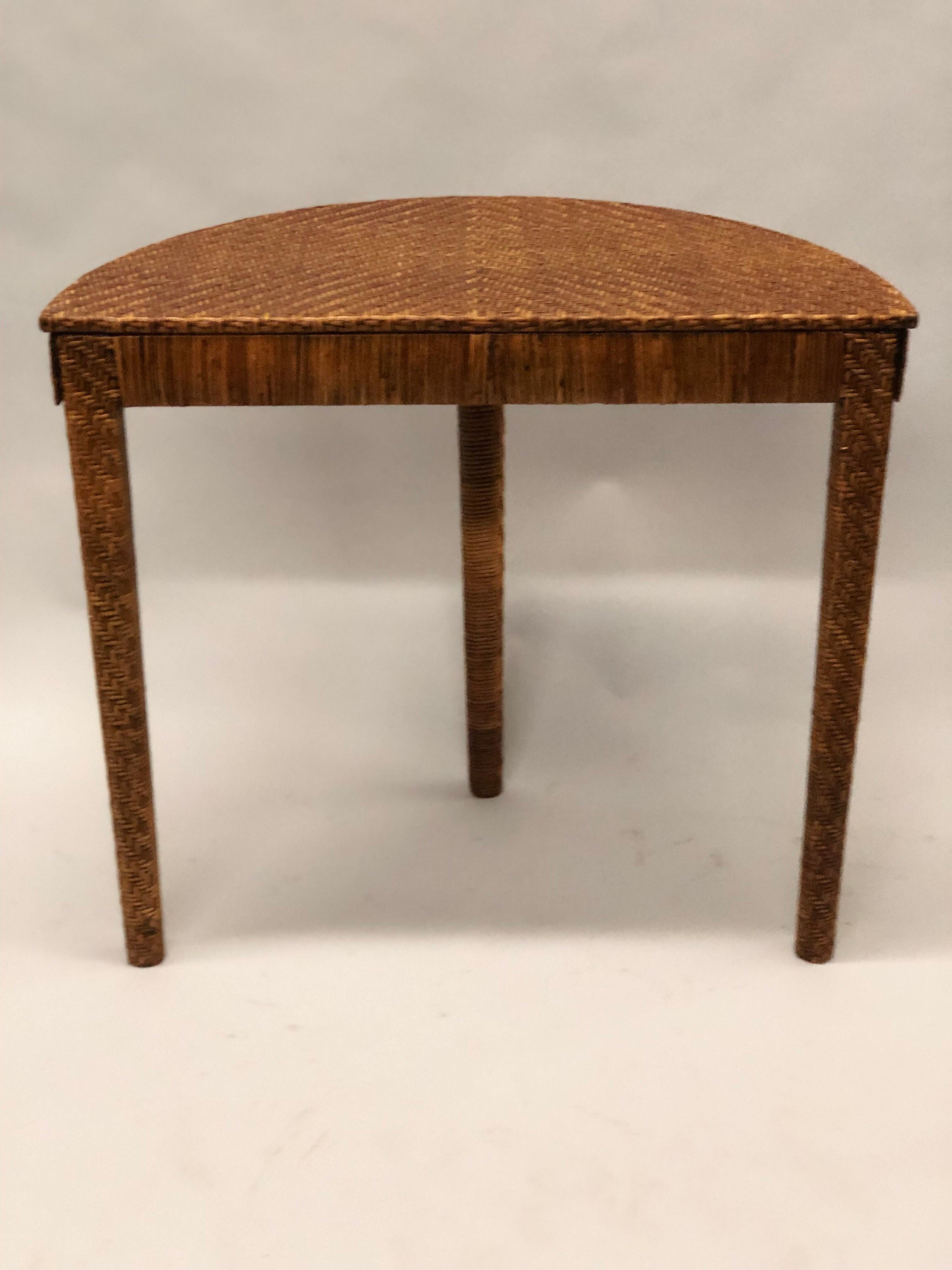 Italian Mid-Century Modern Rattan and Wicker Console or Sofa Table In Good Condition In New York, NY