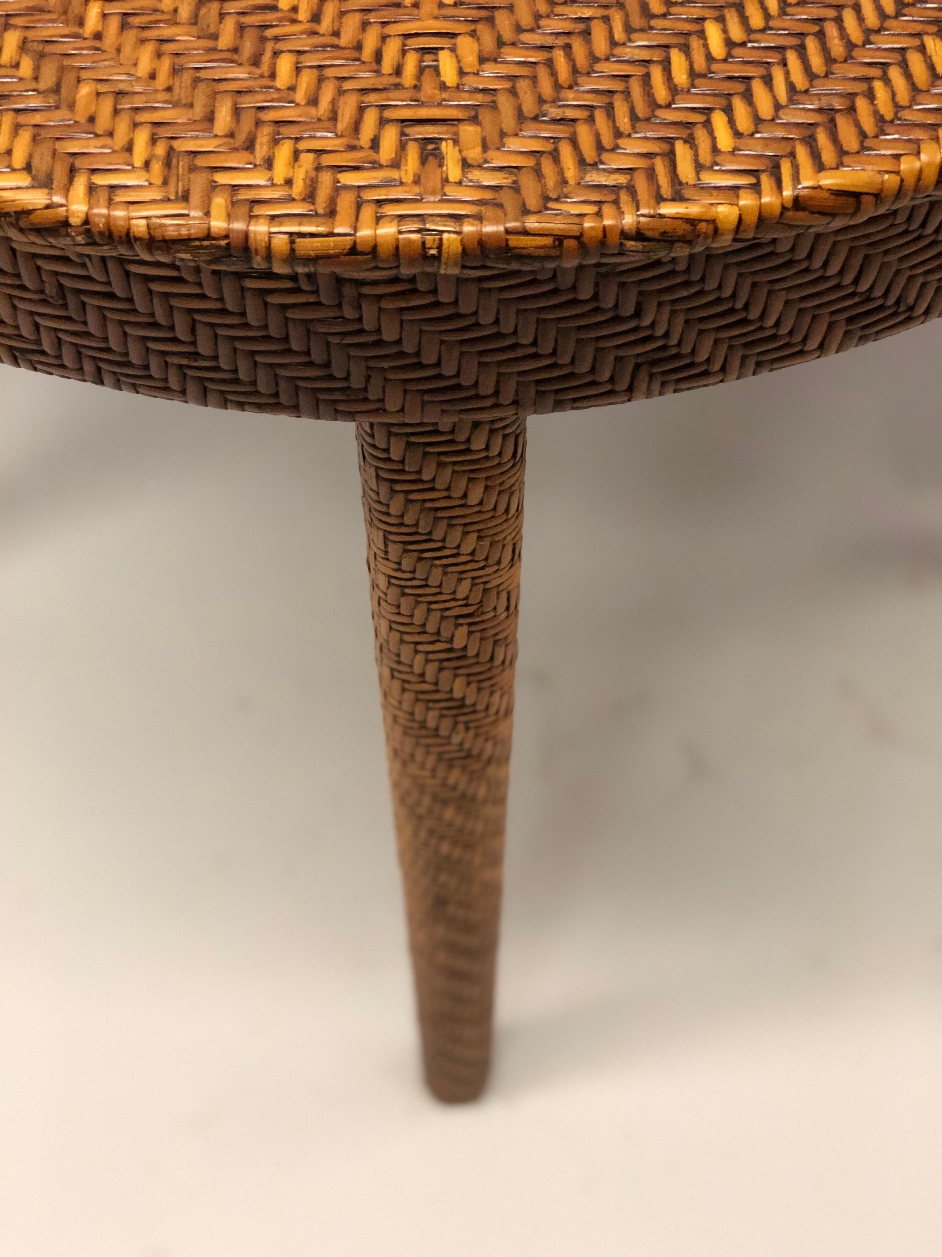 Bamboo Italian Mid-Century Modern Rattan and Wicker Console or Sofa Table For Sale
