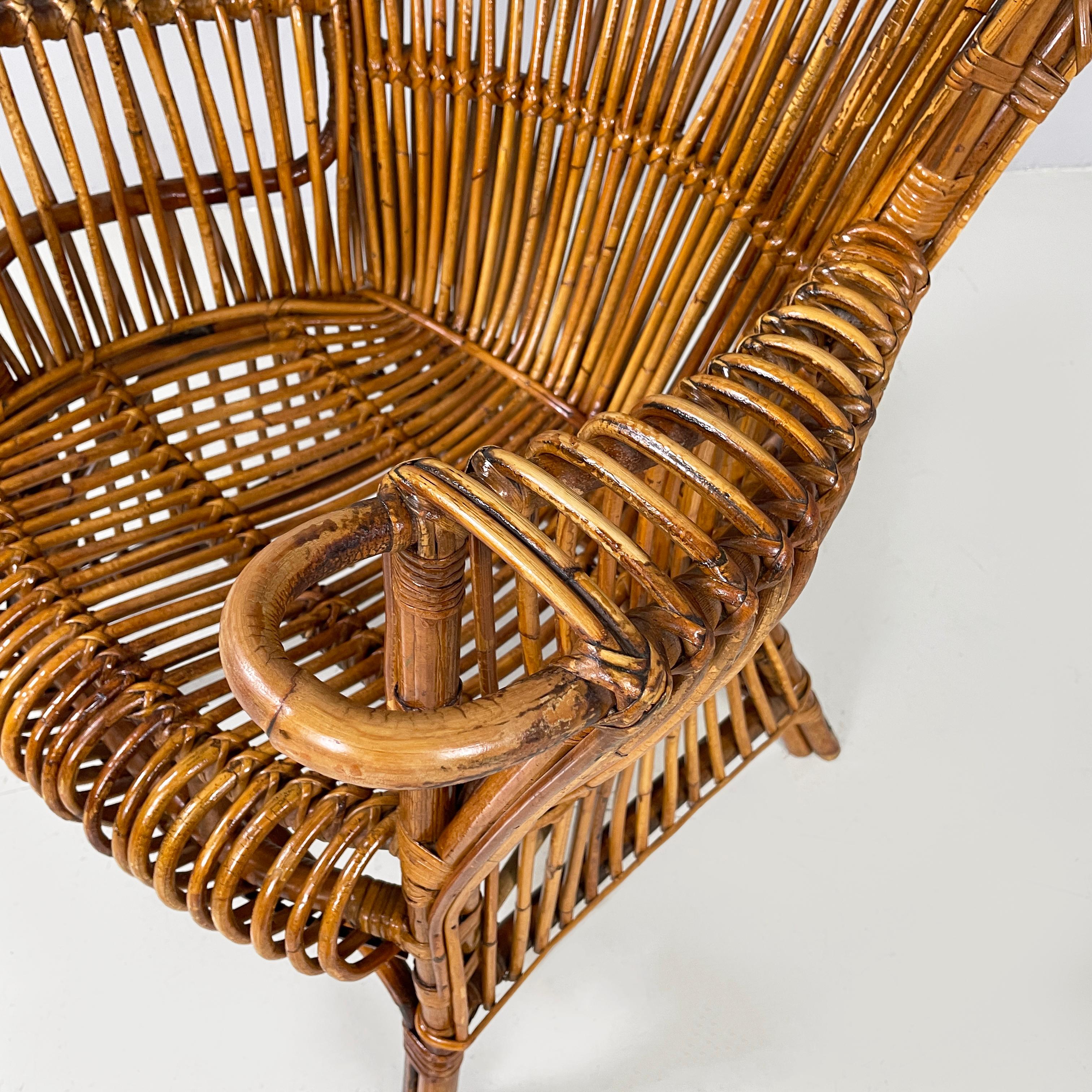 Italian mid-century modern rattan armchair by Antonio Dal Vera, 1960s For Sale 5