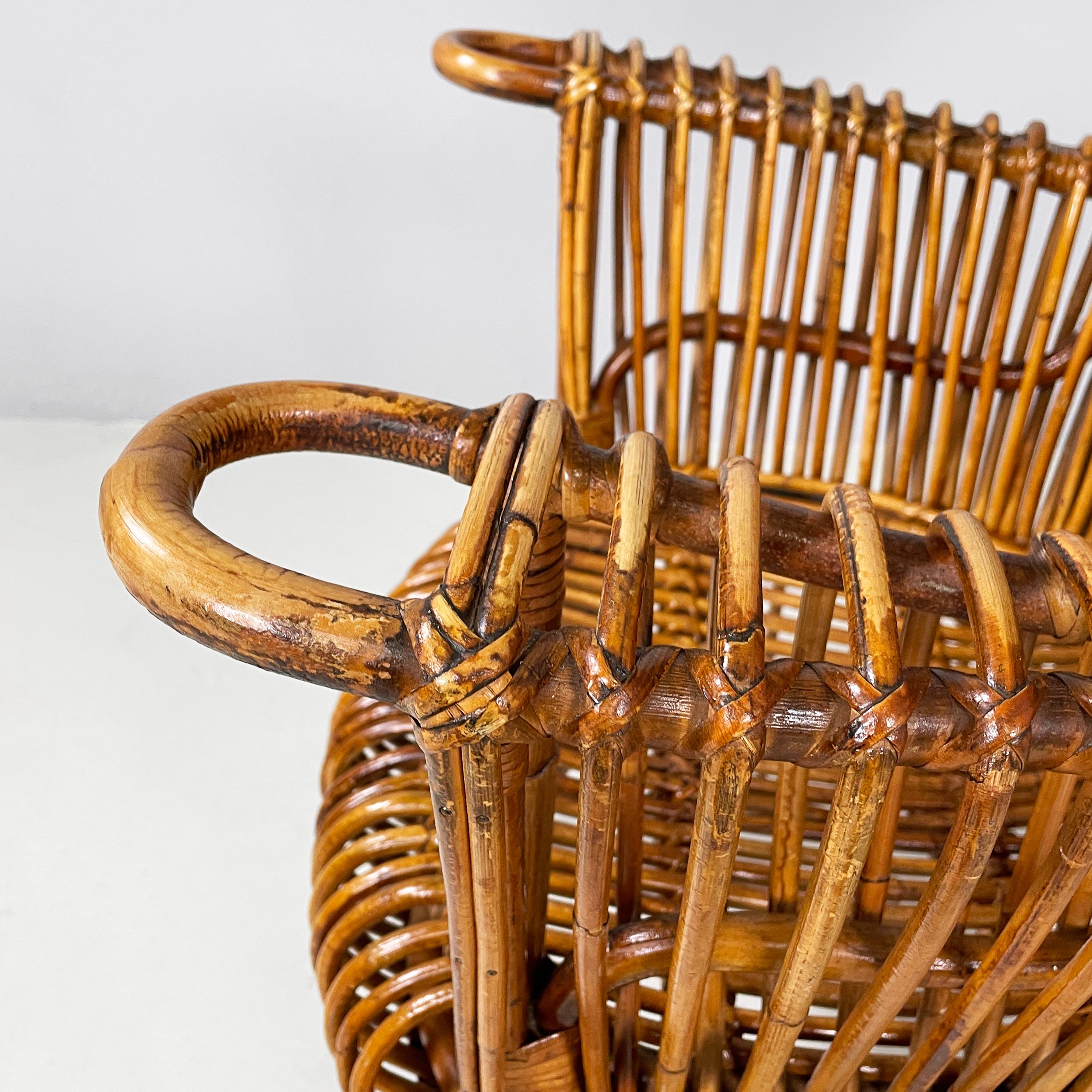 Italian mid-century modern rattan armchair by Antonio Dal Vera, 1960s For Sale 6
