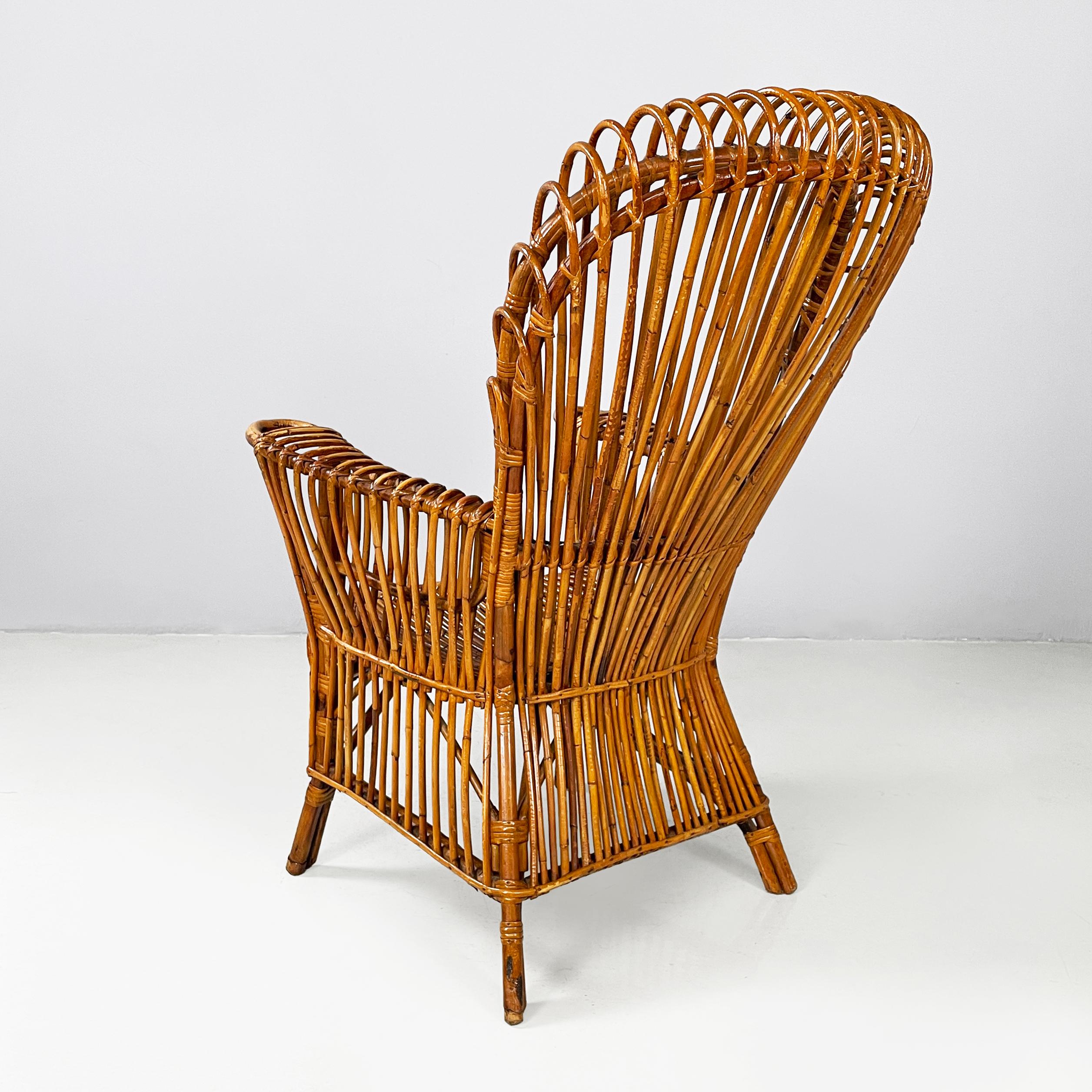 Italian mid-century modern rattan armchair by Antonio Dal Vera, 1960s In Good Condition For Sale In MIlano, IT