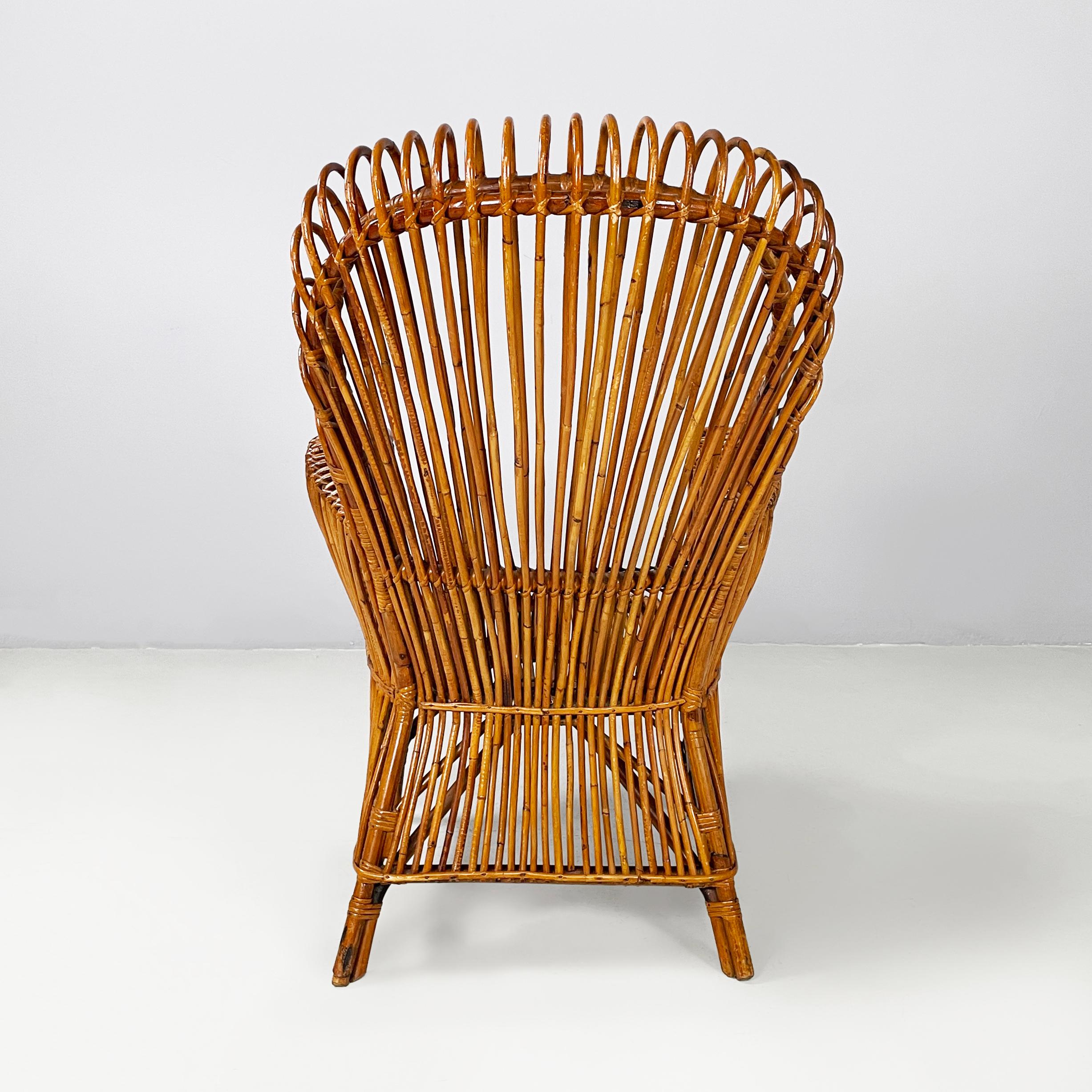 Mid-20th Century Italian mid-century modern rattan armchair by Antonio Dal Vera, 1960s For Sale