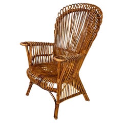Fauteuil italien en rotin moderne du milieu du siècle dernier par Antonio Dal Vera, années 1960