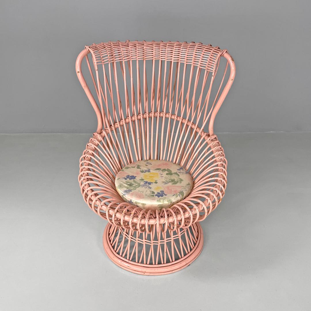 Mid-20th Century Italian mid-century modern rattan armchair Margherita Albini for Bonacina, 1950s For Sale
