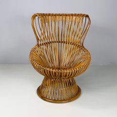 Fauteuil en rotin italien moderne du milieu du siècle Margherita par Albini Bonacina, années 1950