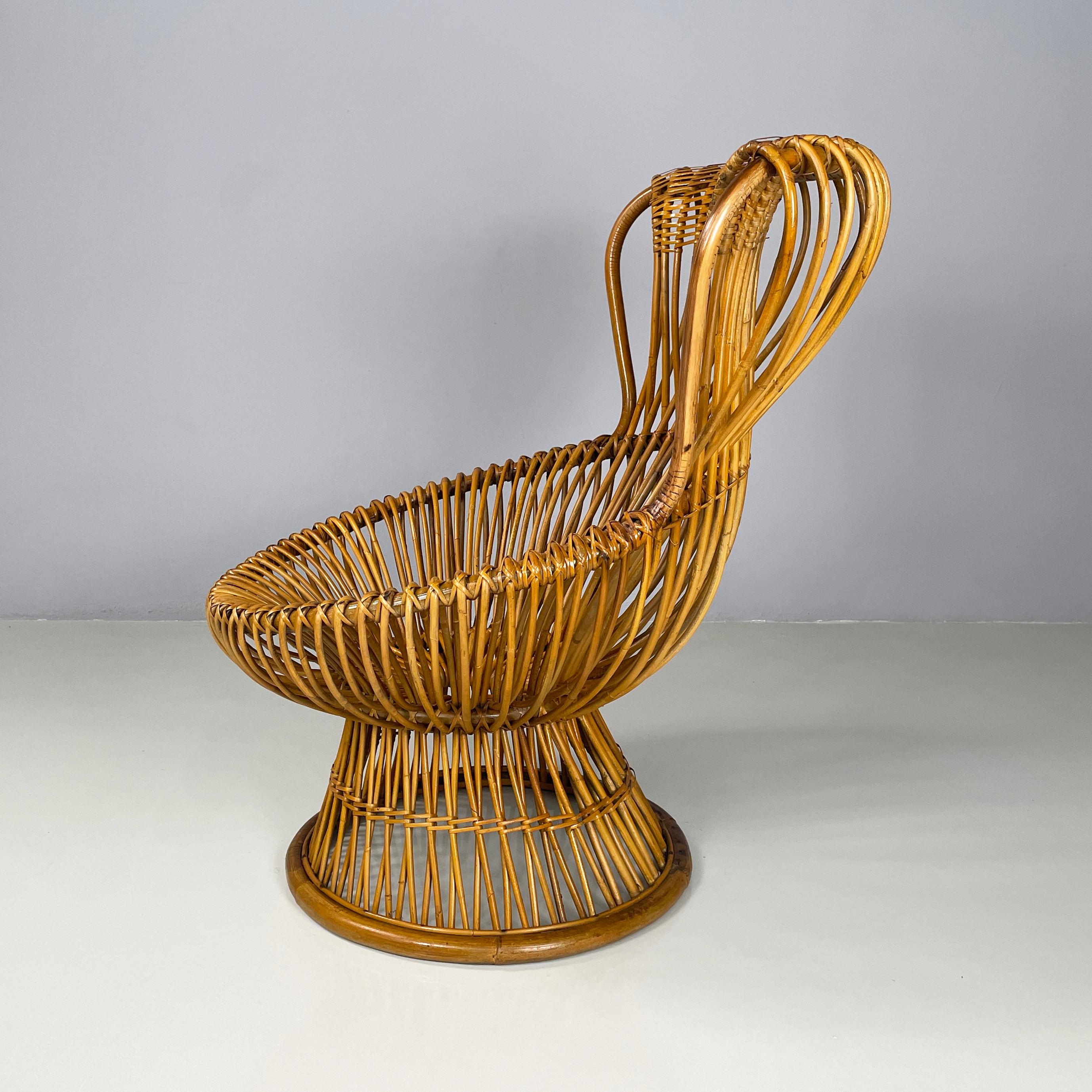 Mid-Century Modern Italian mid-century modern Rattan armchair Margherita by Albini Bonacina, 1950s