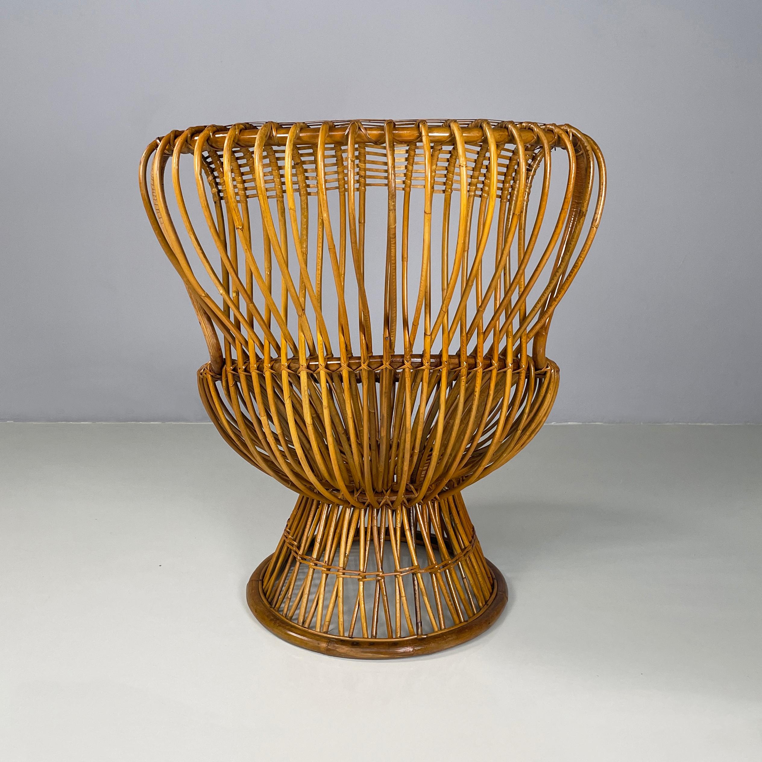 Mid-20th Century Italian mid-century modern Rattan armchair Margherita by Albini Bonacina, 1950s