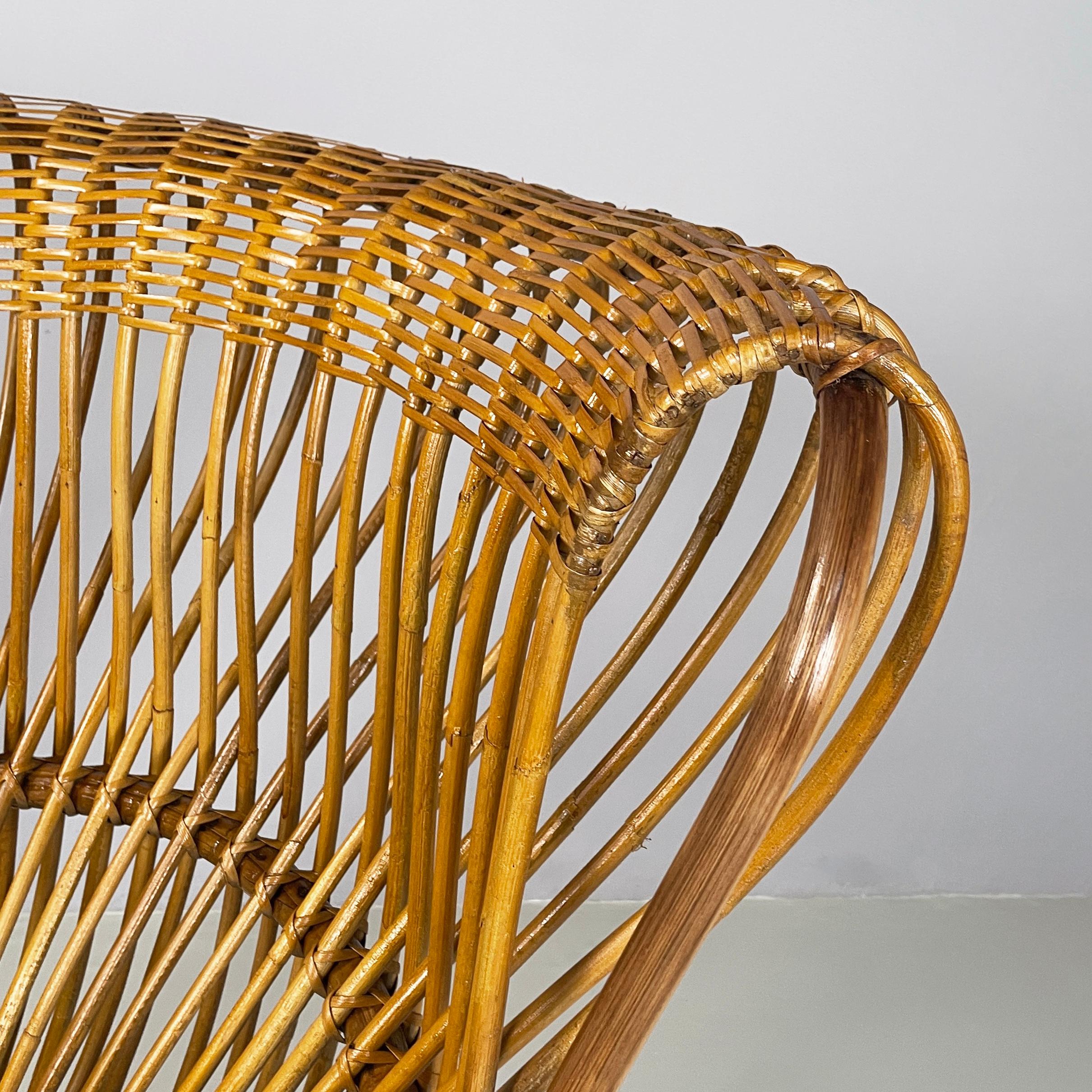 Italian mid-century modern Rattan armchair Margherita by Albini Bonacina, 1950s 1