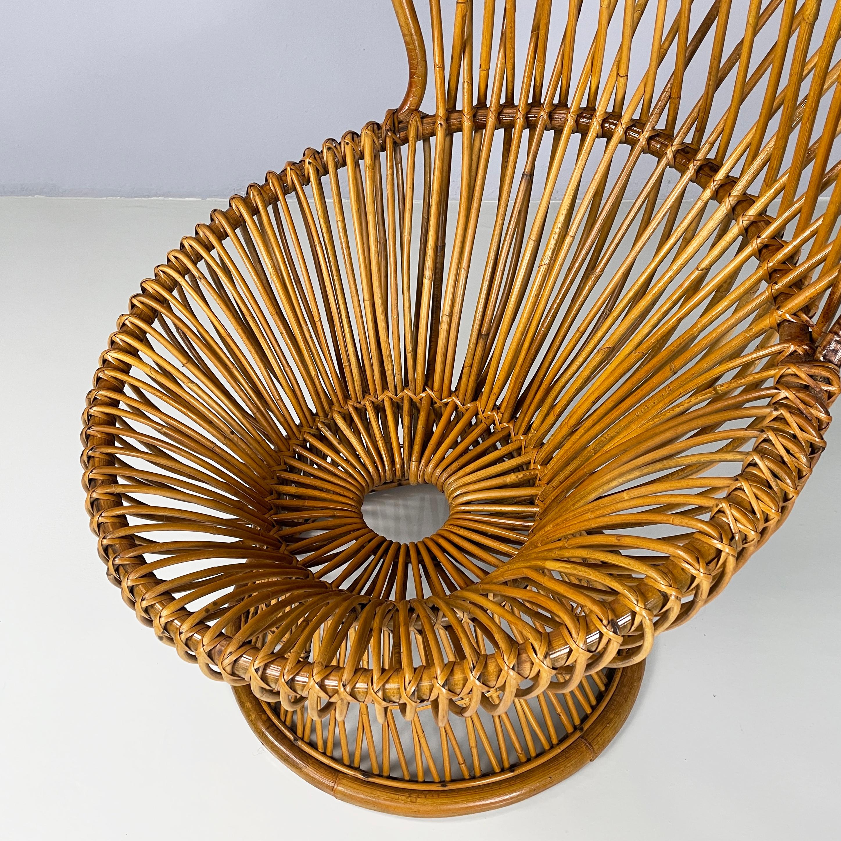Italian mid-century modern Rattan armchair Margherita by Albini Bonacina, 1950s 2