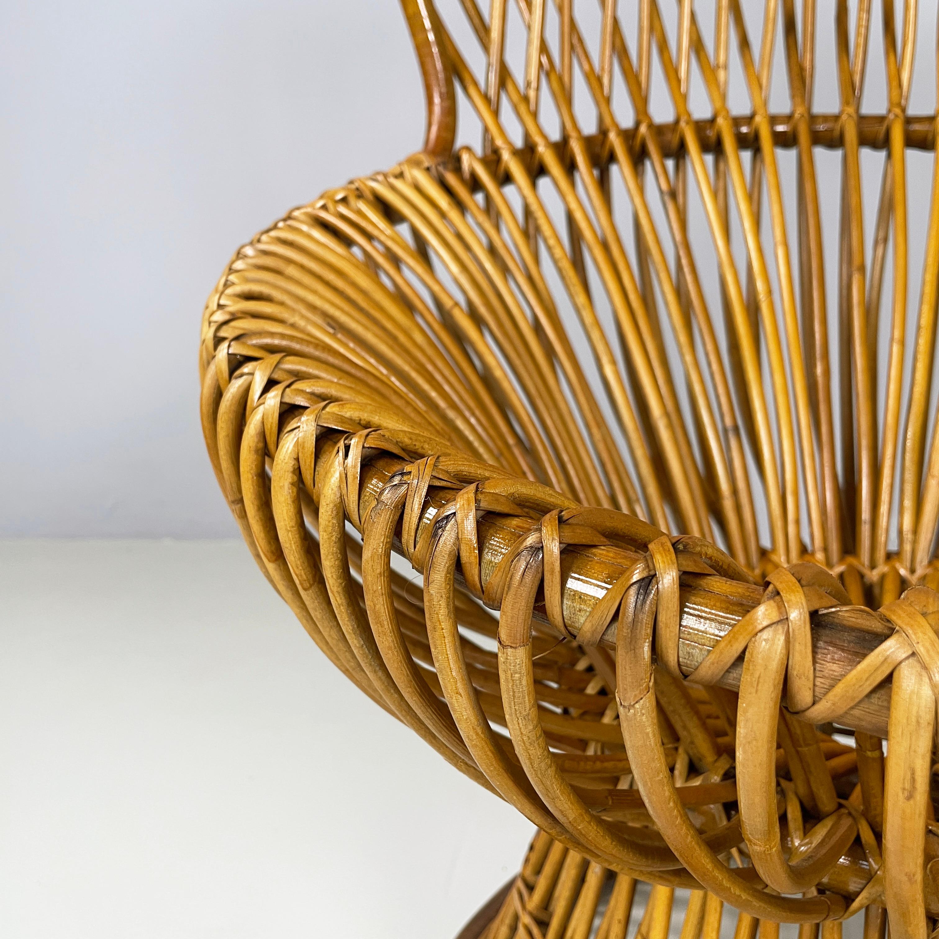 Italian mid-century modern Rattan armchair Margherita by Albini Bonacina, 1950s 3