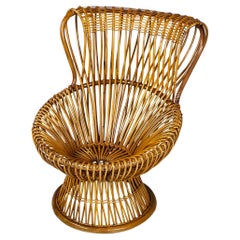 Italian mid-century modern Rattan armchair Margherita by Albini Bonacina, 1950s