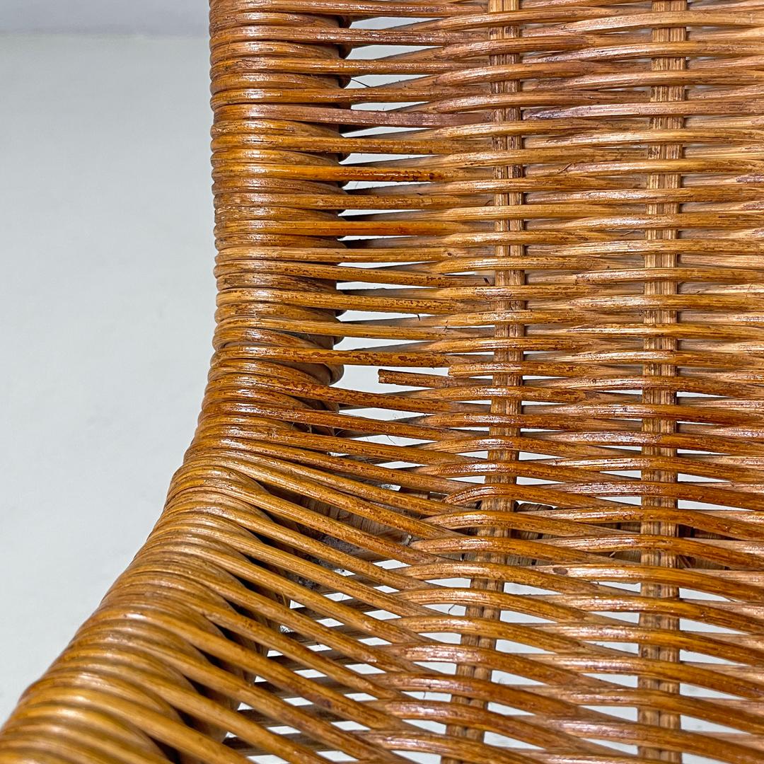 Italian mid-century modern rattan armchair P3 by Tito Agnoli for Bonacina, 1960s For Sale 4