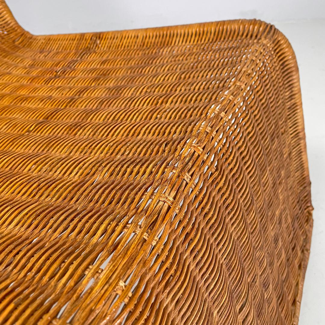 Italian mid-century modern rattan armchair P3 by Tito Agnoli for Bonacina, 1960s For Sale 5