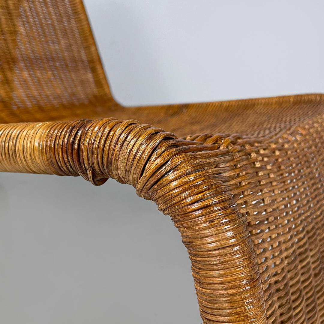Italian mid-century modern rattan armchair P3 by Tito Agnoli for Bonacina, 1960s For Sale 6