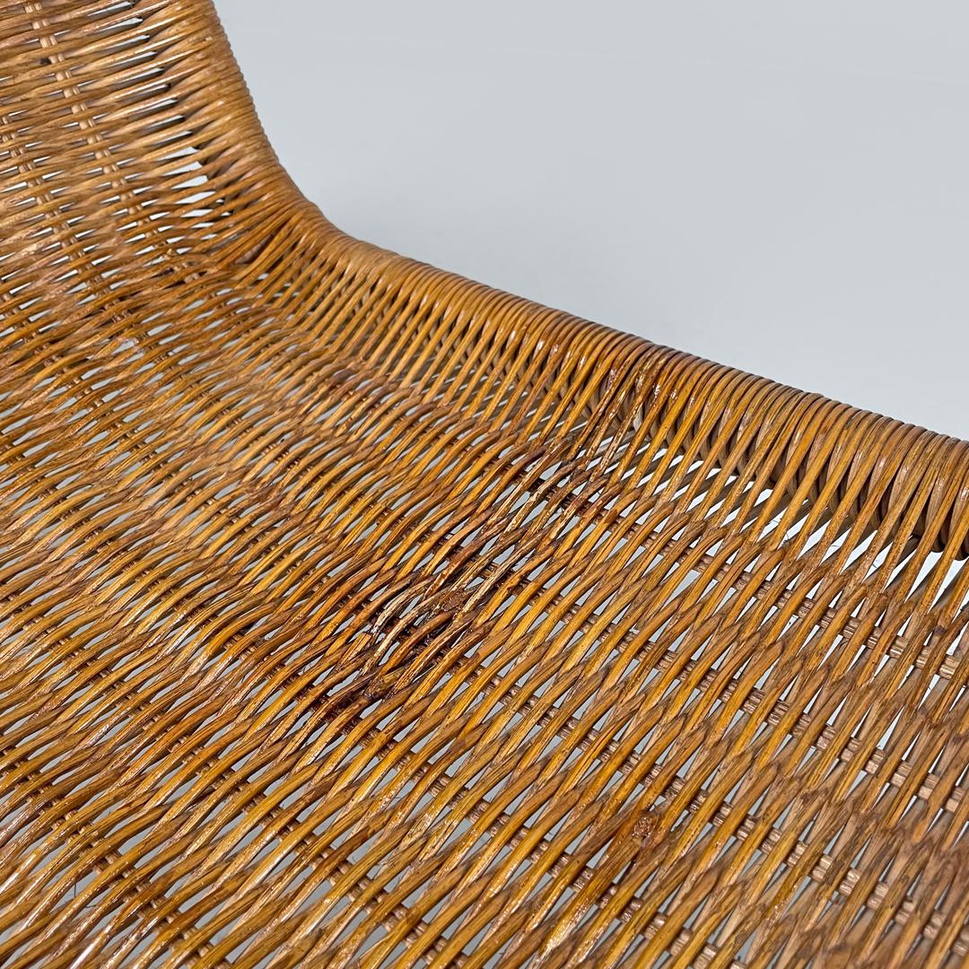 Italian mid-century modern rattan armchair P3 by Tito Agnoli for Bonacina, 1960s For Sale 7
