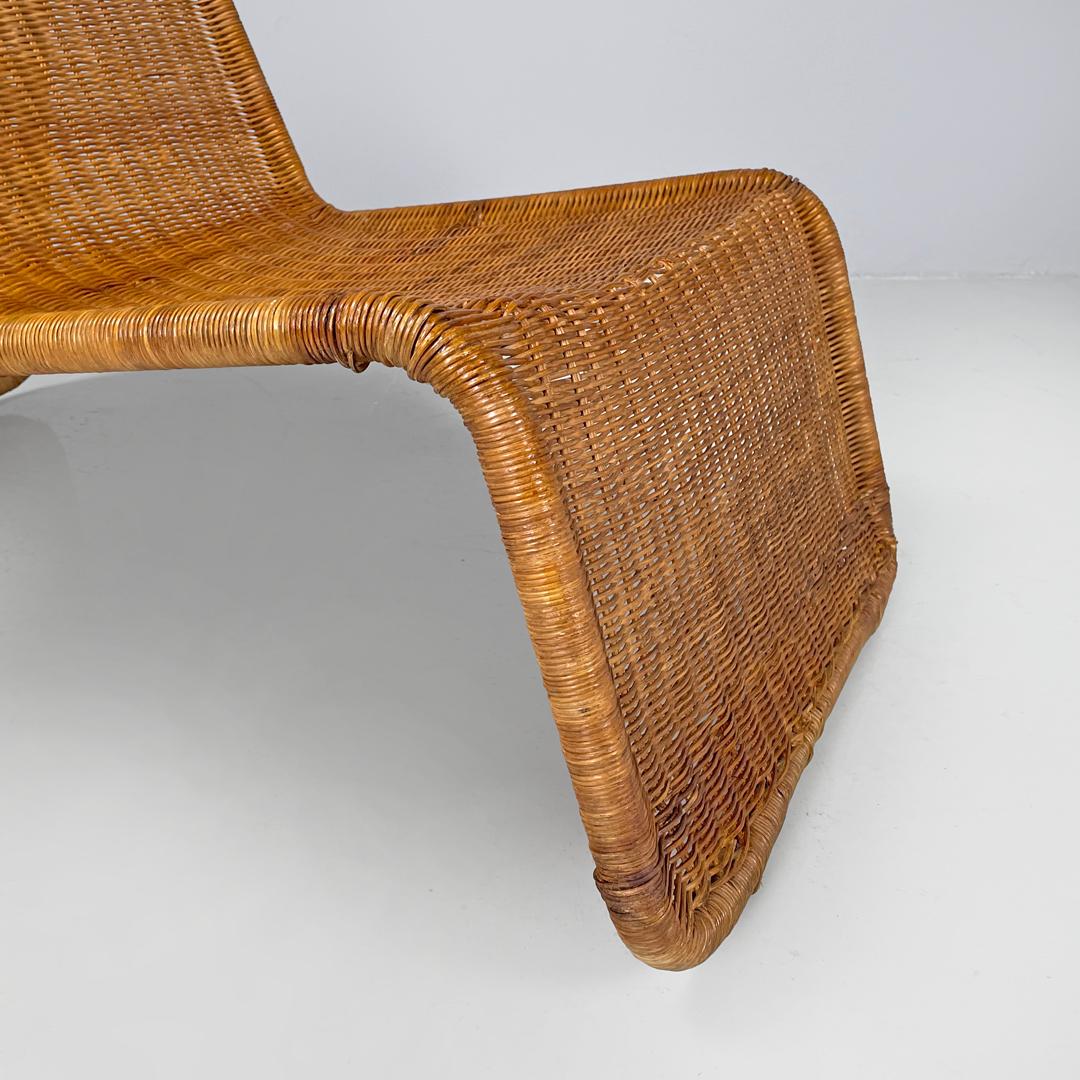 Italian mid-century modern rattan armchair P3 by Tito Agnoli for Bonacina, 1960s For Sale 8