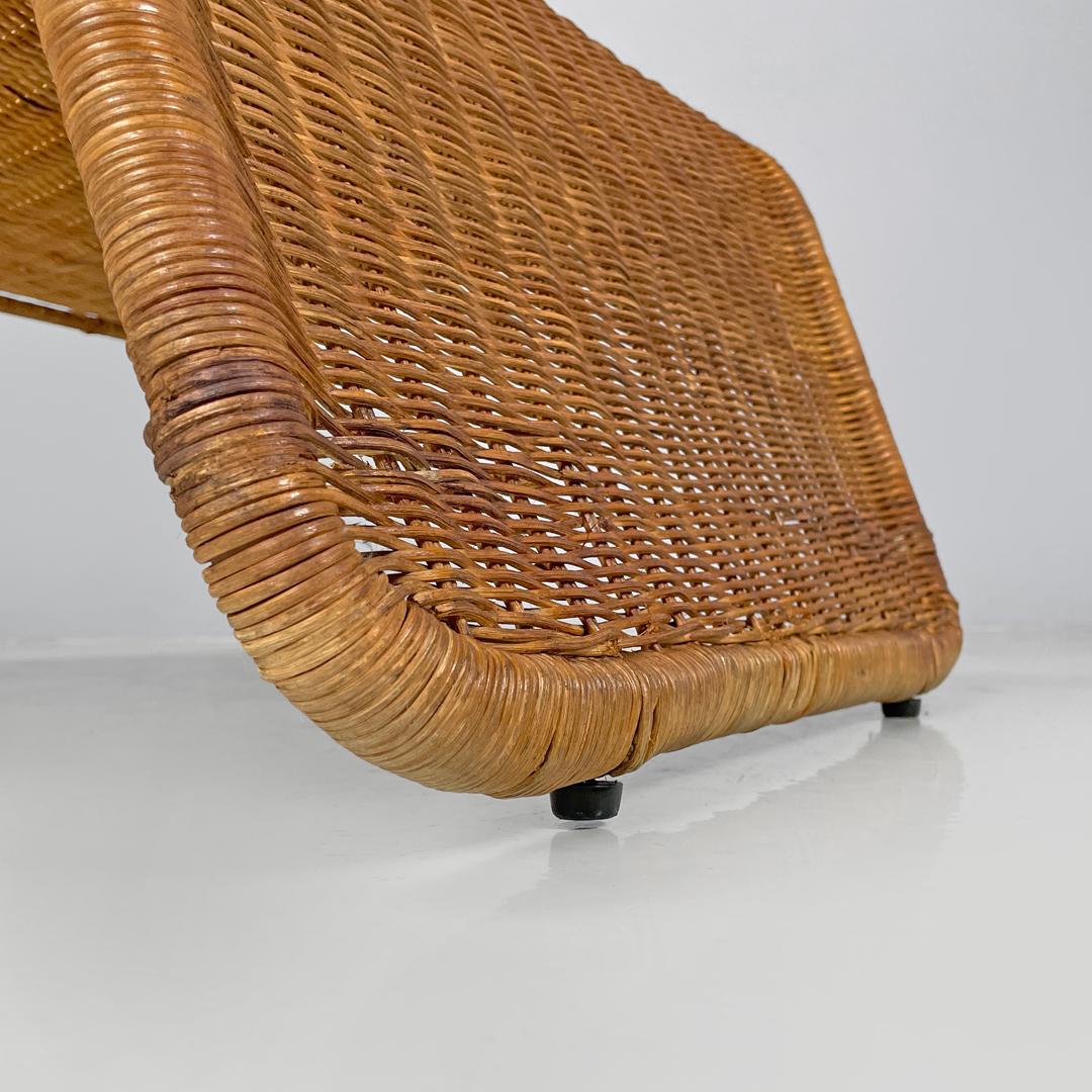 Italian mid-century modern rattan armchair P3 by Tito Agnoli for Bonacina, 1960s For Sale 9