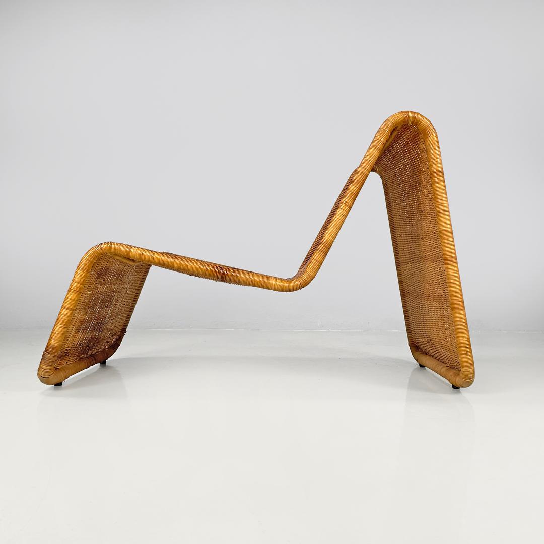 Mid-Century Modern Italian mid-century modern rattan armchair P3 by Tito Agnoli for Bonacina, 1960s For Sale