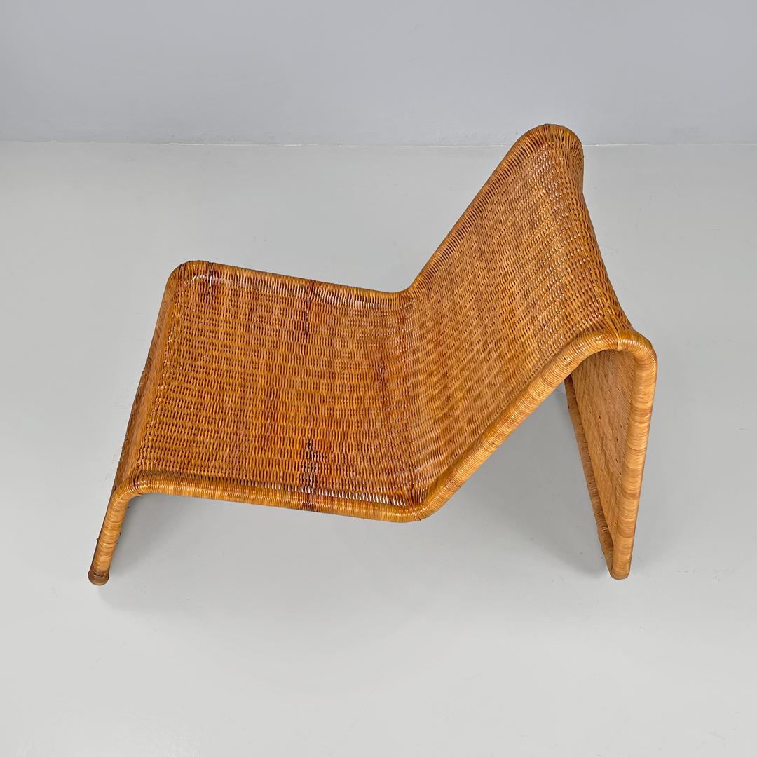 Italian mid-century modern rattan armchair P3 by Tito Agnoli for Bonacina, 1960s In Good Condition For Sale In MIlano, IT
