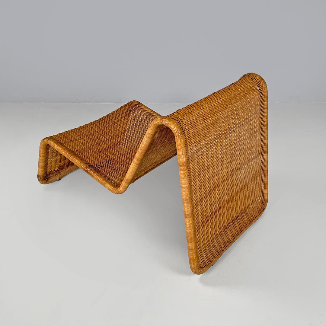 Mid-20th Century Italian mid-century modern rattan armchair P3 by Tito Agnoli for Bonacina, 1960s For Sale