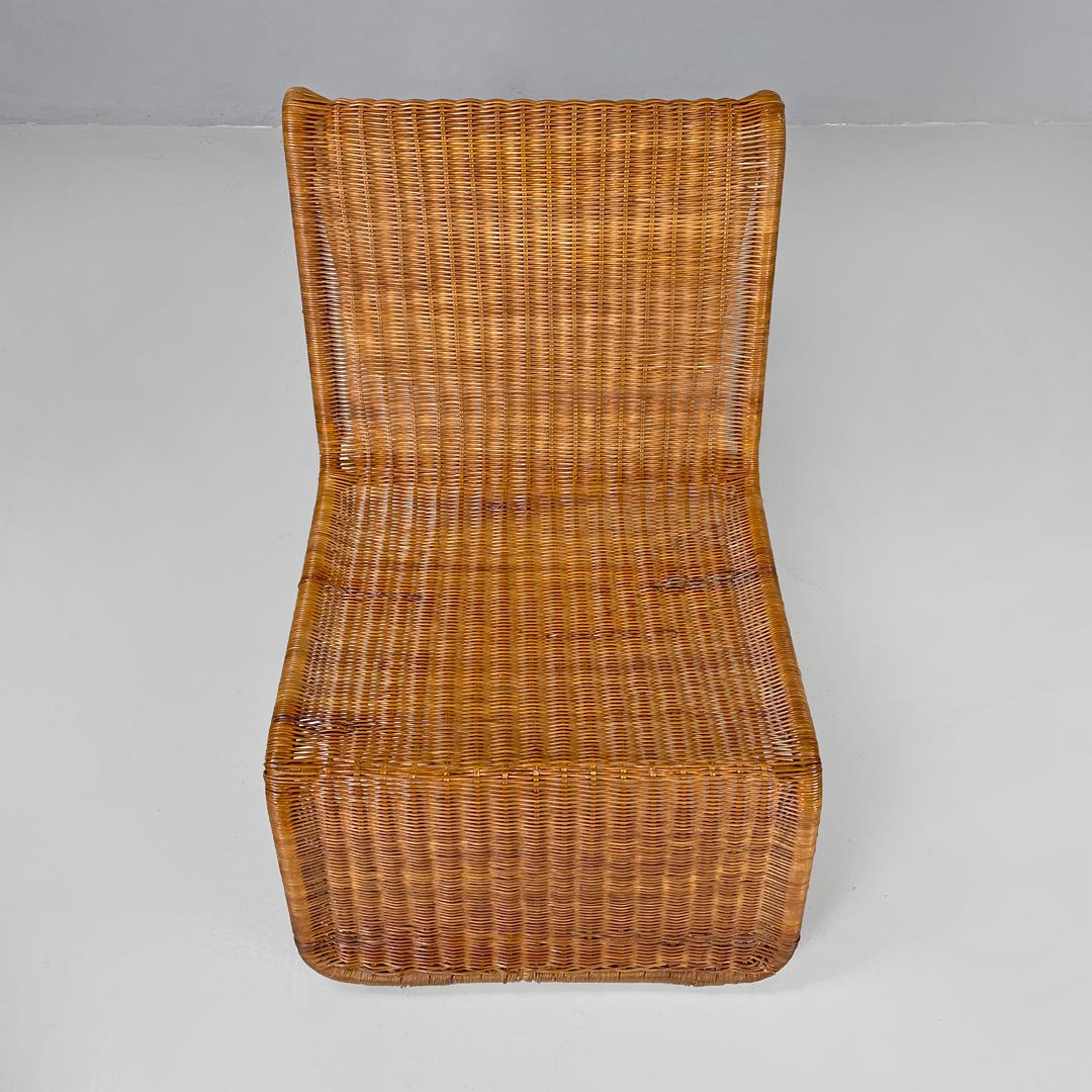 Rattan Italian mid-century modern rattan armchair P3 by Tito Agnoli for Bonacina, 1960s For Sale