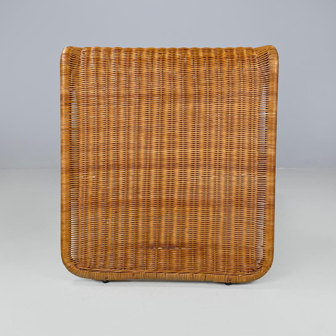 Italian mid-century modern rattan armchair P3 by Tito Agnoli for Bonacina, 1960s For Sale 1