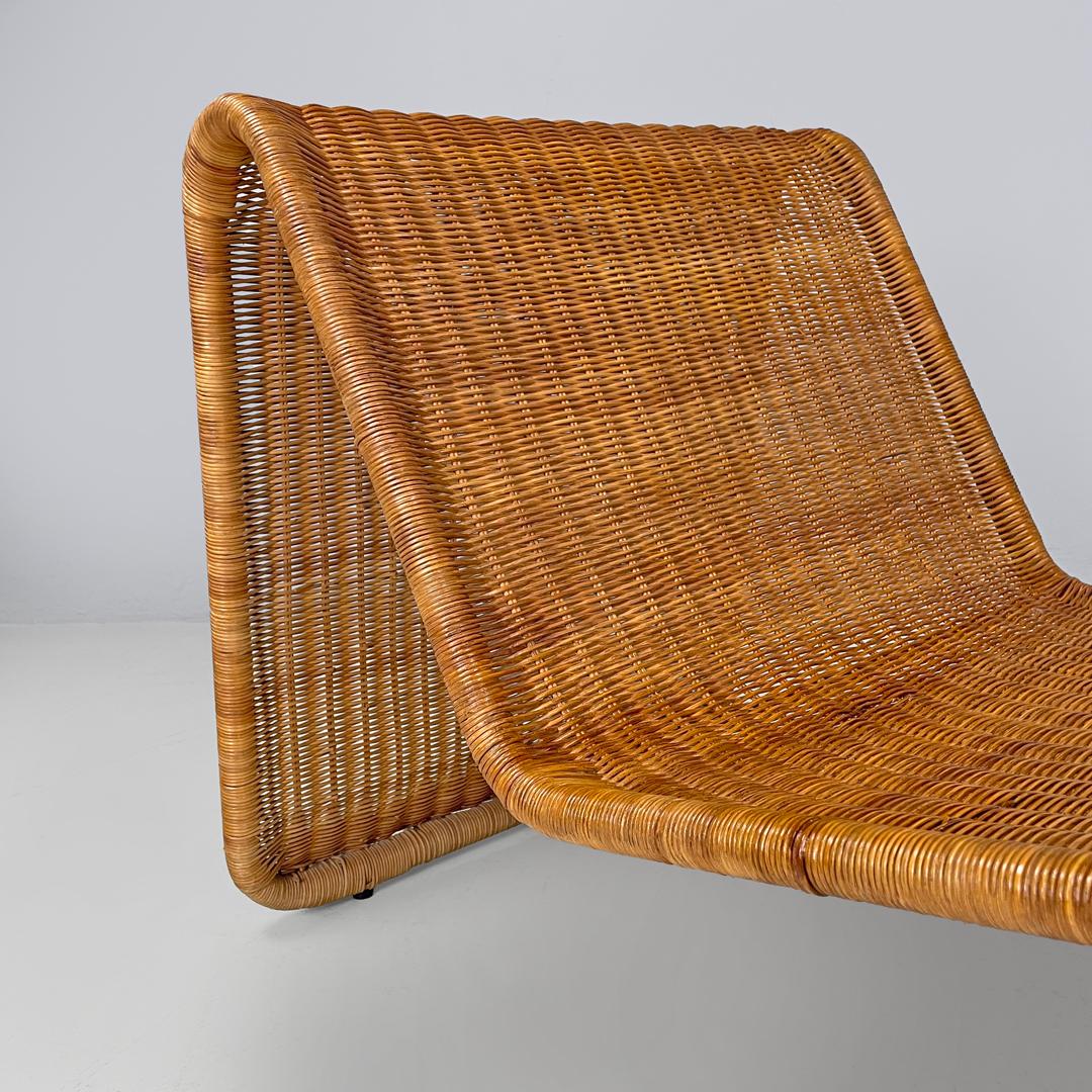 Italian mid-century modern rattan armchair P3 by Tito Agnoli for Bonacina, 1960s For Sale 2