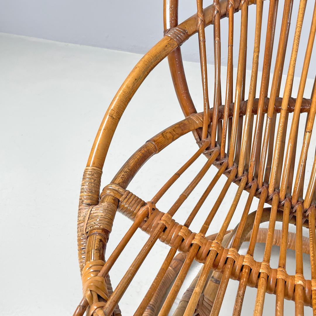 Italian mid-century modern rattan armchair Tre Cerchi Tito Agnoli Bonacina 1960s For Sale 5