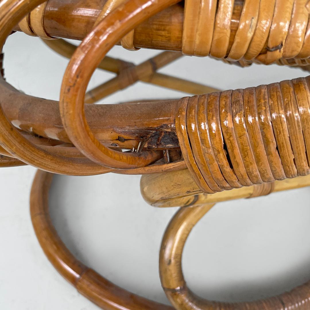 Italian mid-century modern rattan armchair Tre Cerchi Tito Agnoli Bonacina 1960s For Sale 8