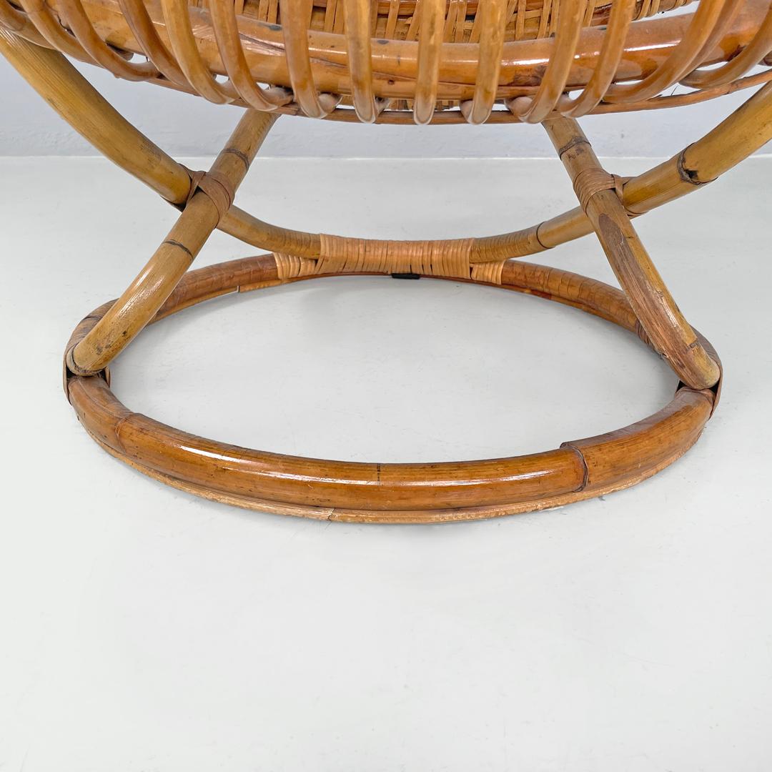Italian mid-century modern rattan armchair Tre Cerchi Tito Agnoli Bonacina 1960s For Sale 9