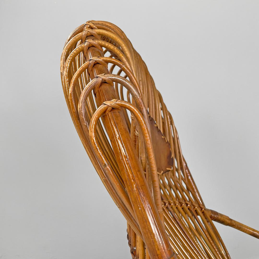 Italian mid-century modern rattan armchair Tre Cerchi Tito Agnoli Bonacina 1960s For Sale 3